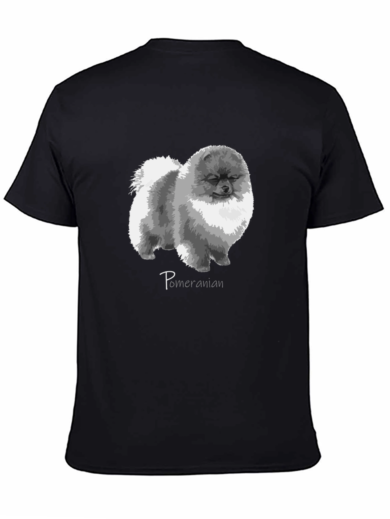Pomeranian Dog Graphic Print Black T-Shirt