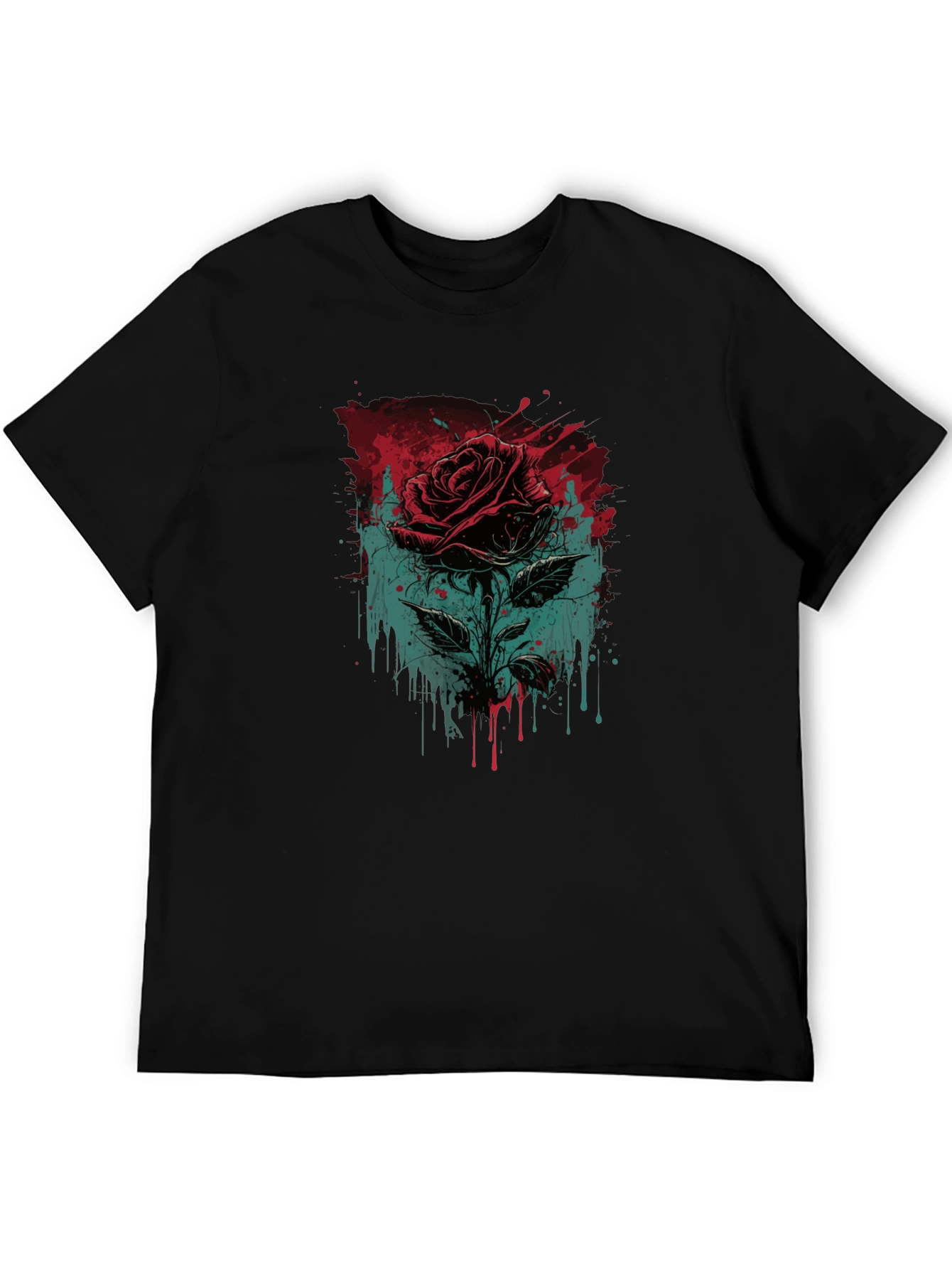 Rose Graphic Print Black T-Shirt