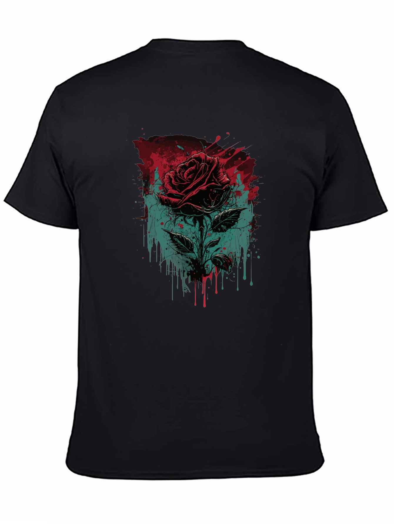 Rose Graphic Print Black T-Shirt