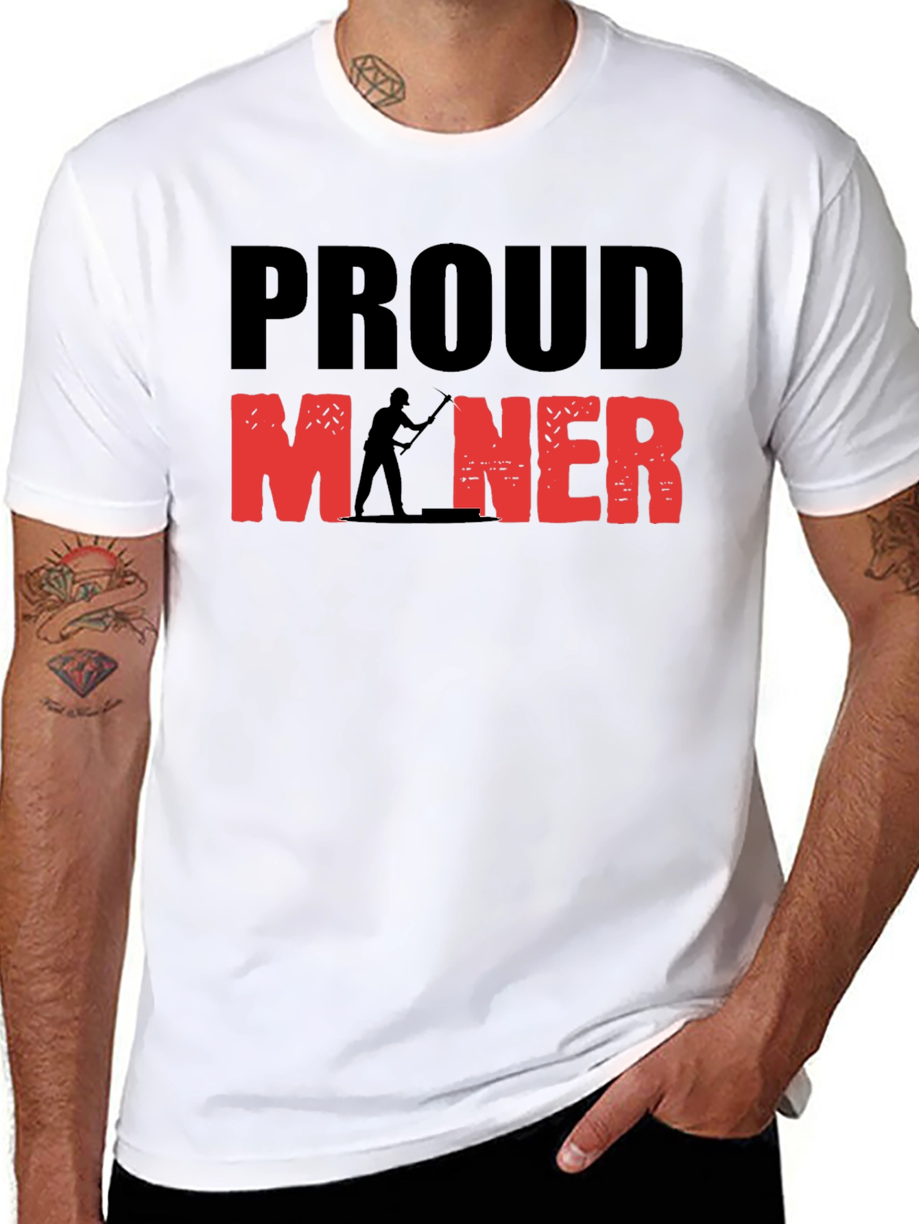 Proud Miner Graphic Print Black T-Shirt