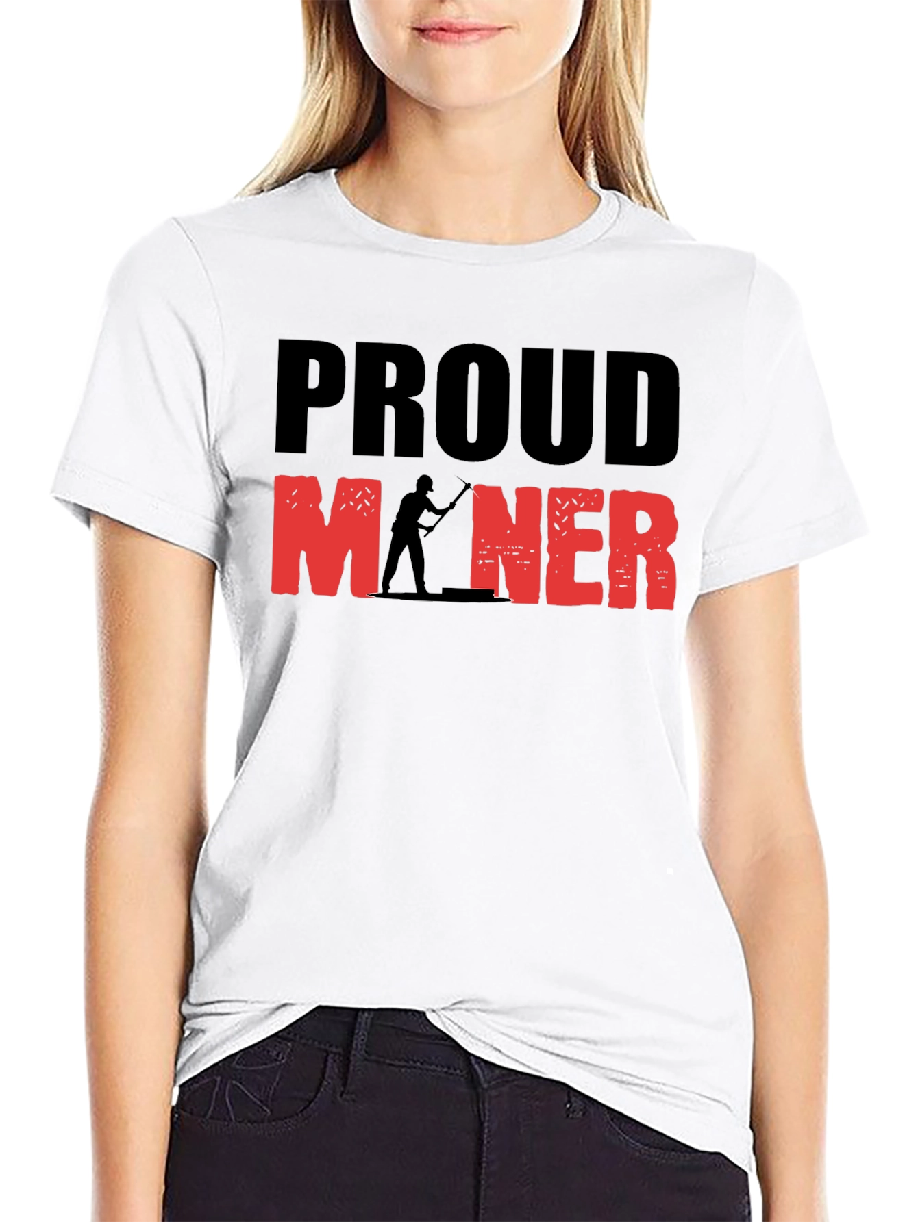 Proud Miner Graphic Print Black T-Shirt