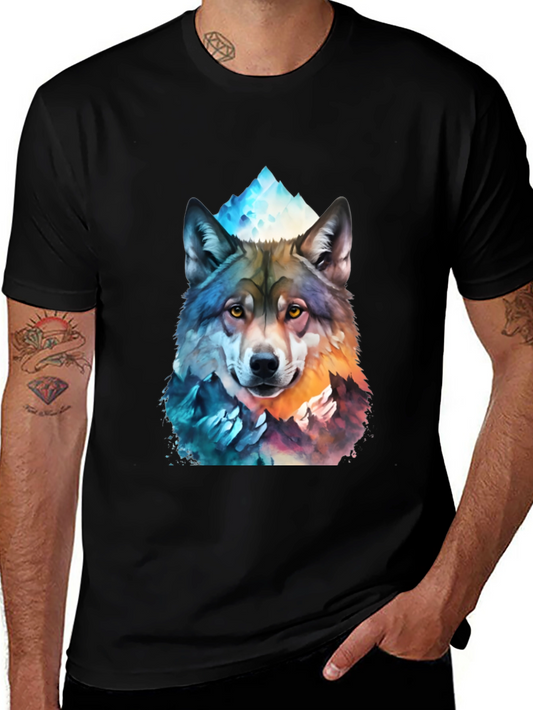 Wolf Mountain Graphic Tee - Mens Black T-Shirt