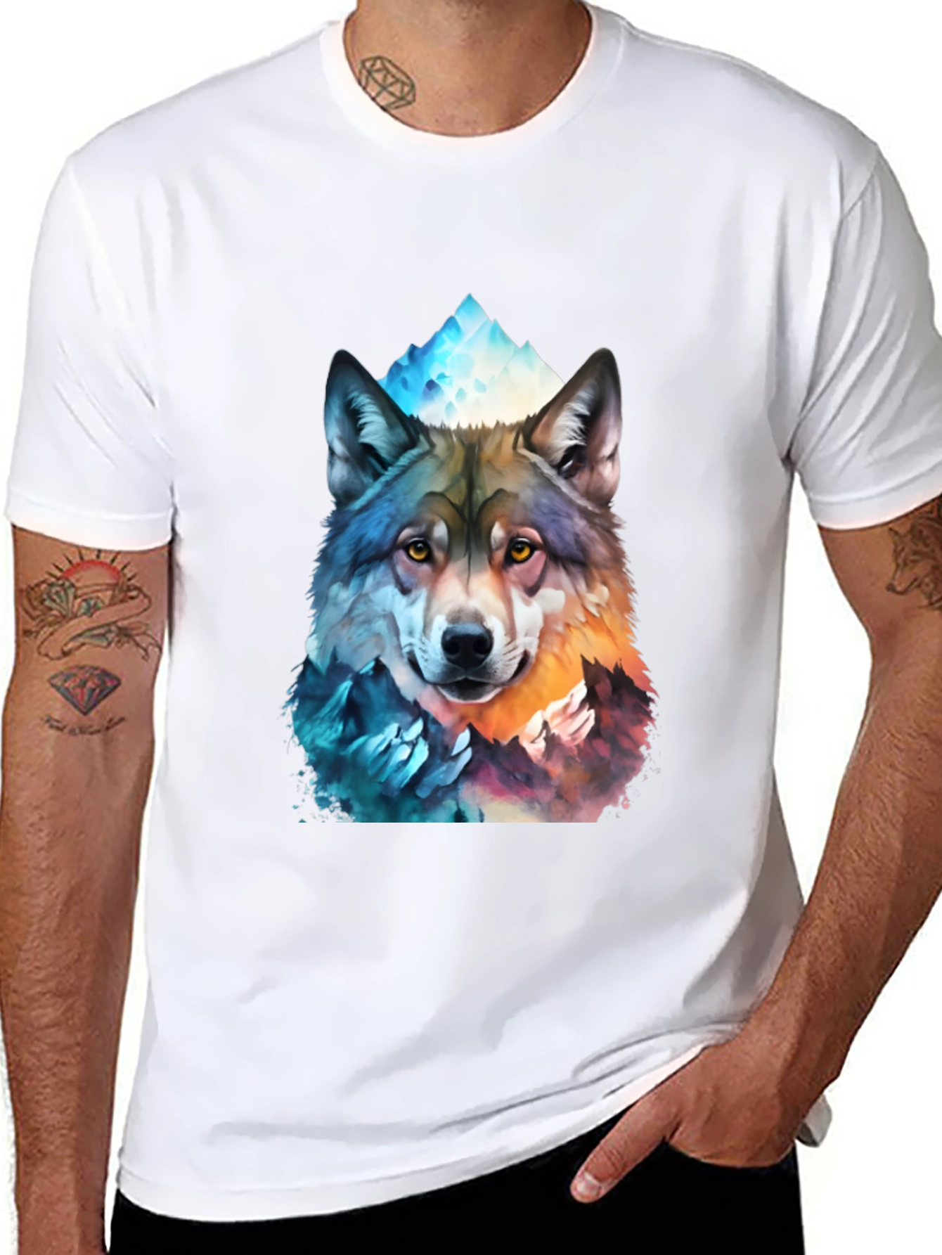 Wolf Mountain Graphic Tee - Mens Black T-Shirt