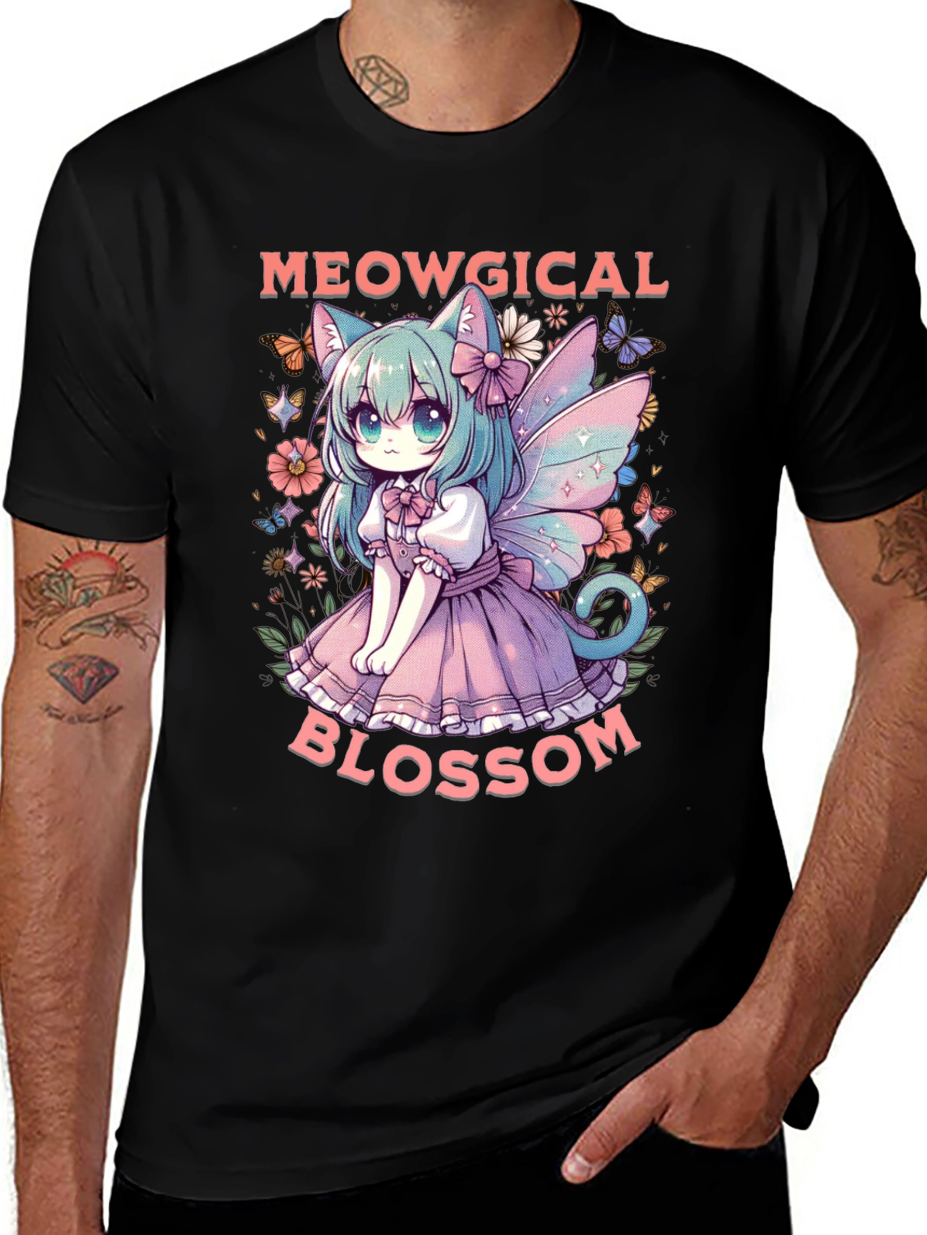 Meowgical Blossom Graphic Tee