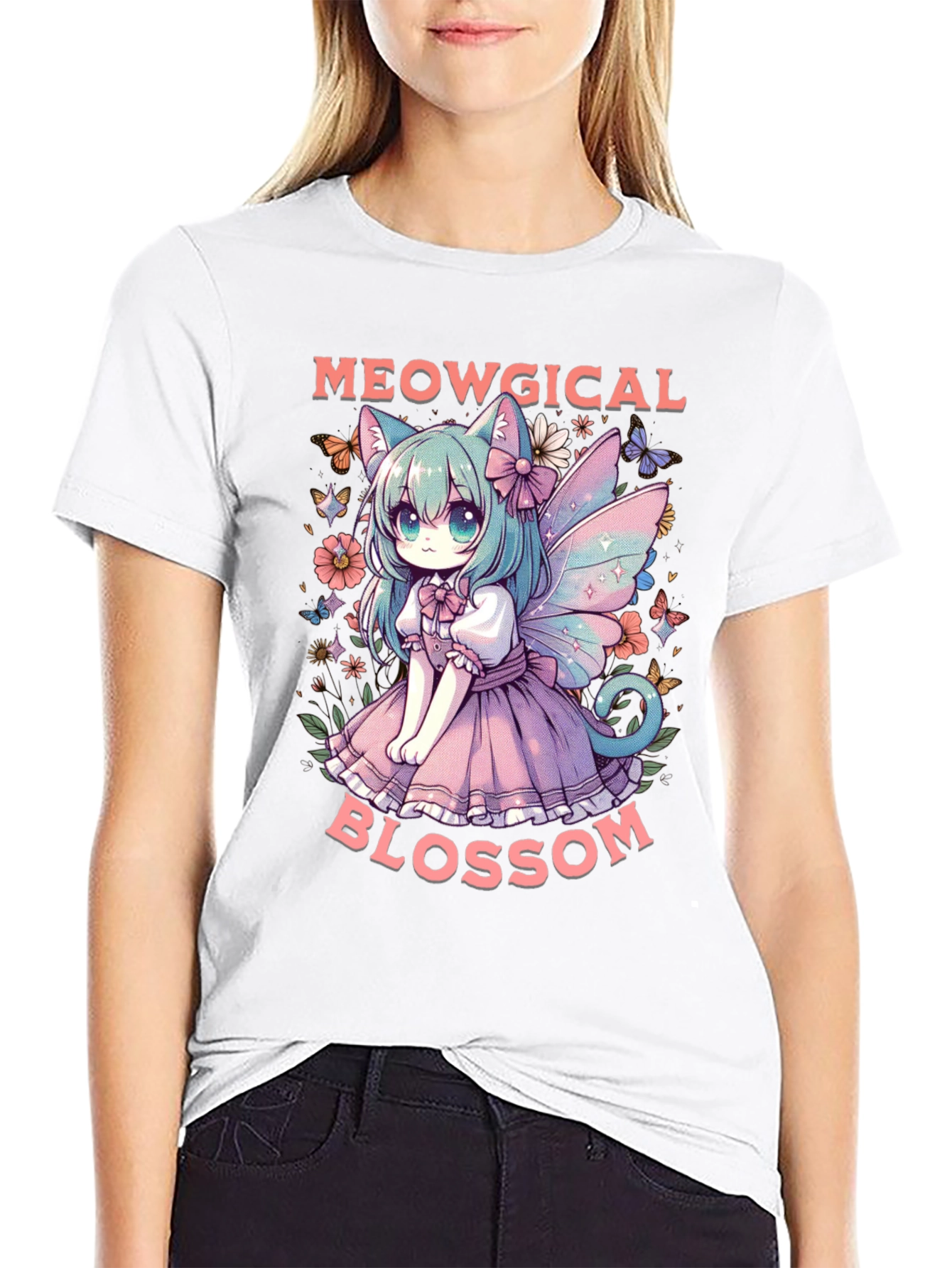 Meowgical Blossom Graphic Tee