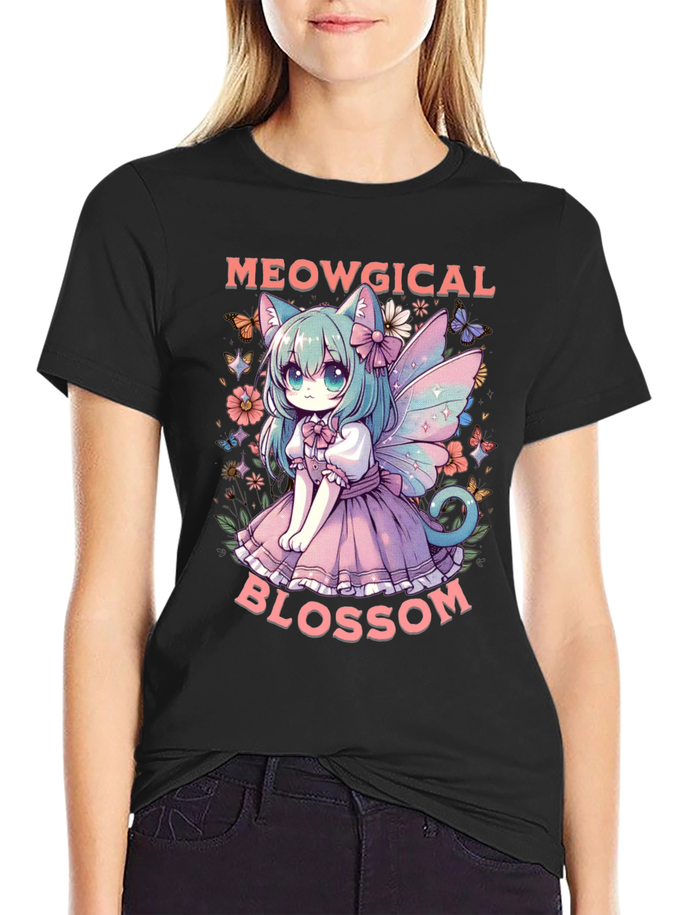 Meowgical Blossom Graphic Tee