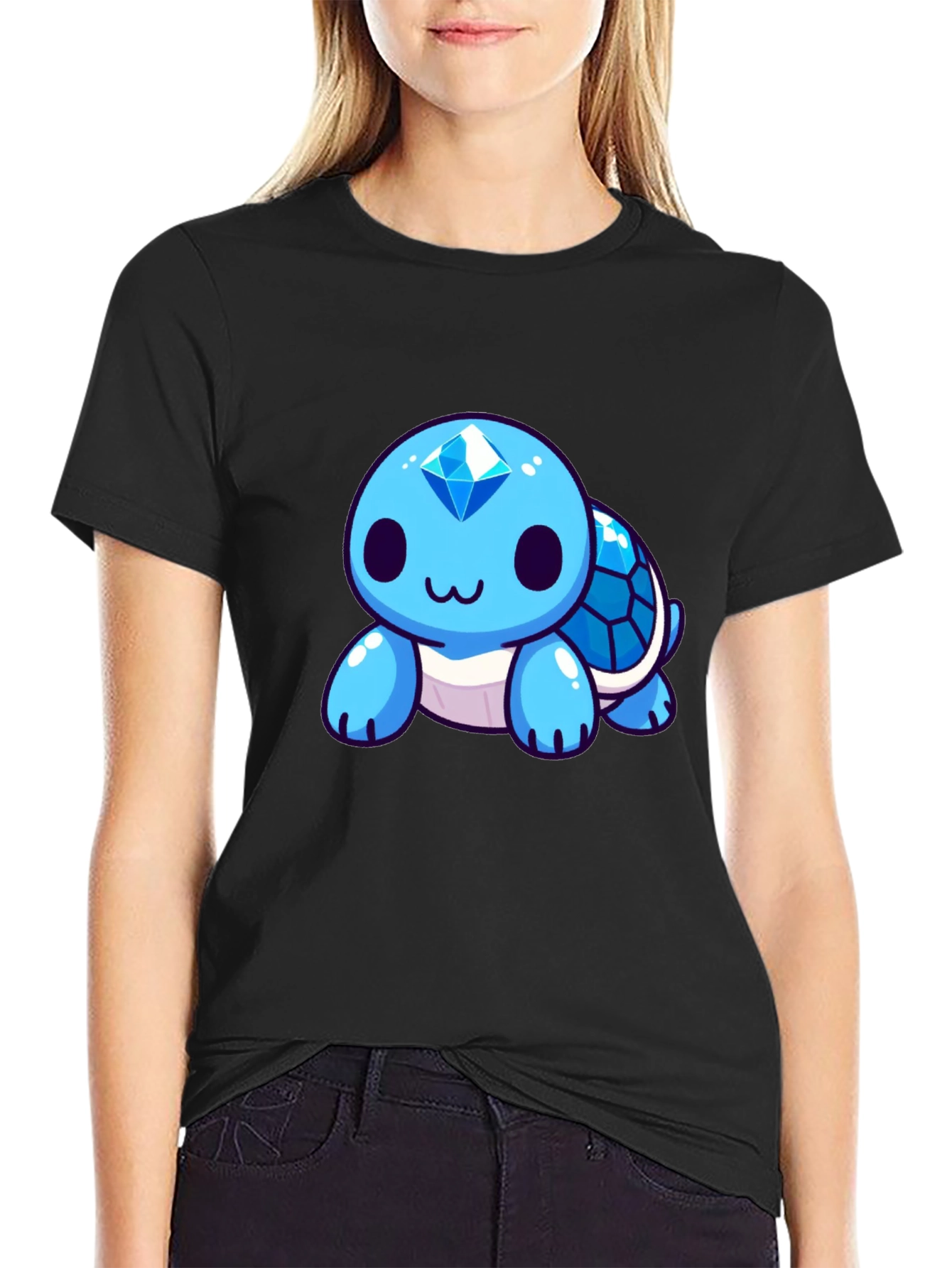 Cute Blue Diamond Turtle Graphic Tee