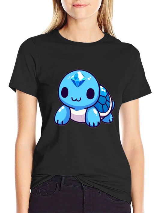 Cute Blue Diamond Turtle Graphic Tee