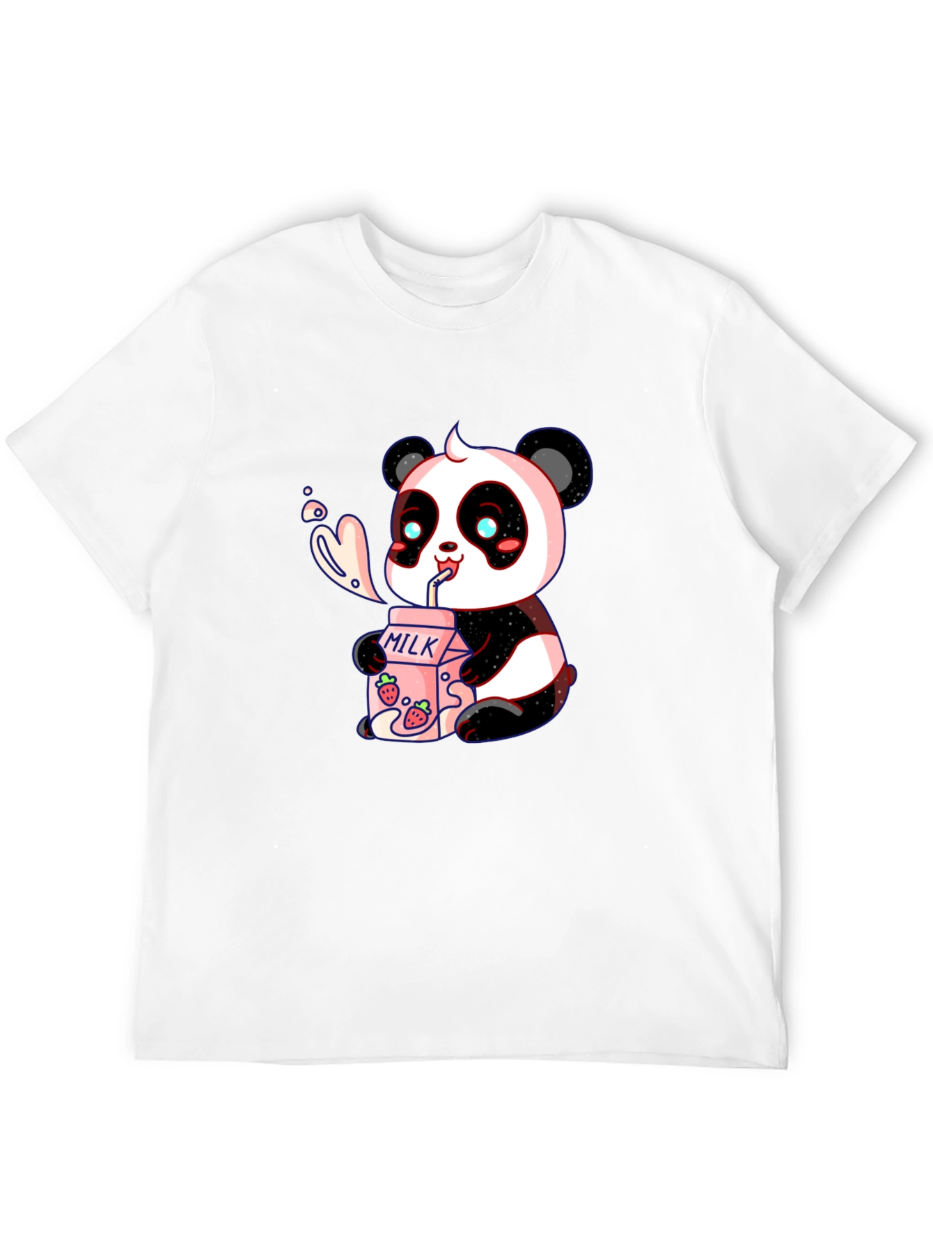 Cute Panda Drinking Milk Graphic T-Shirt
