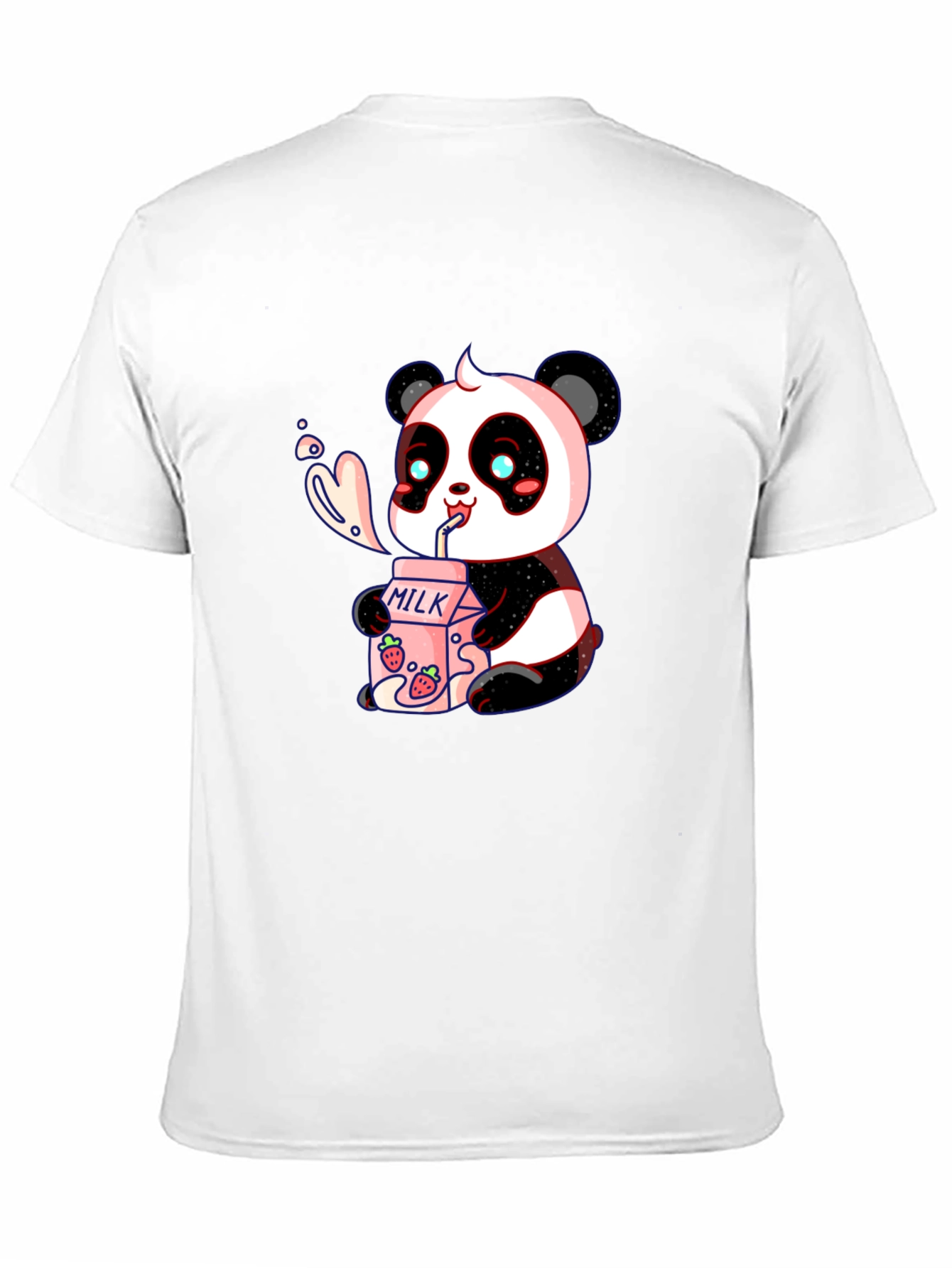 Cute Panda Drinking Milk Graphic T-Shirt
