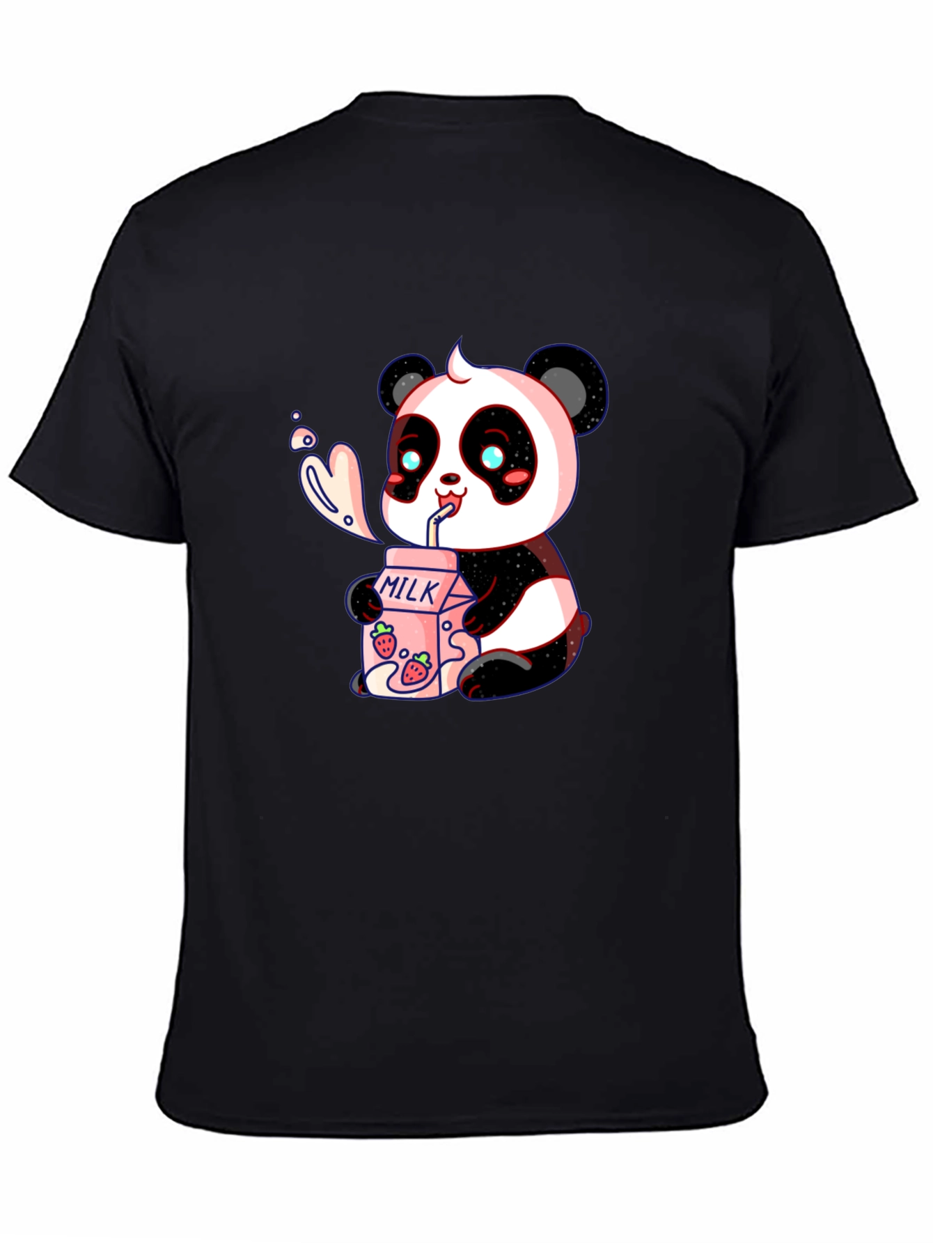 Cute Panda Drinking Milk Graphic T-Shirt
