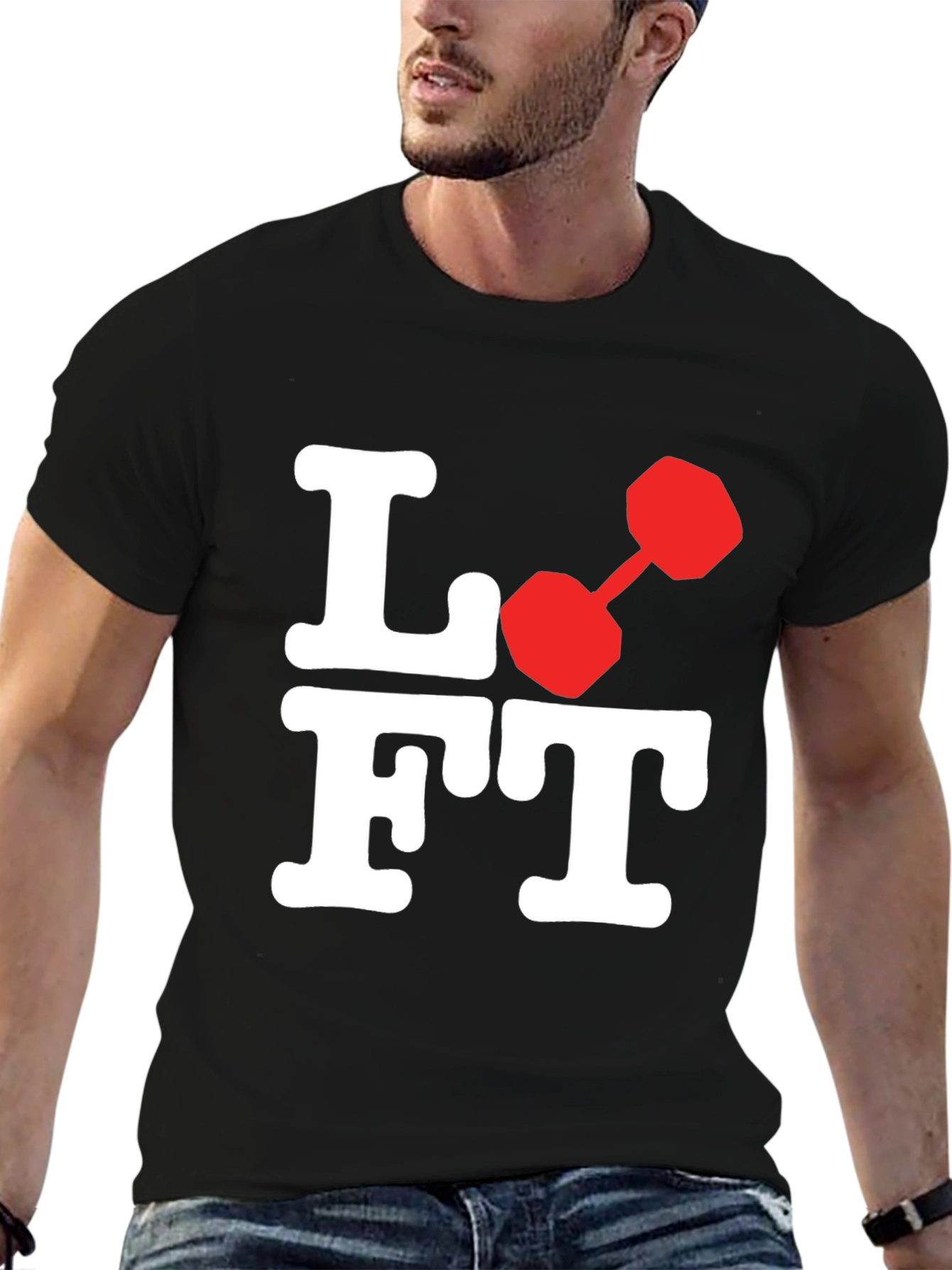 Lift Dumbbell Graphic Tee - Black Cotton