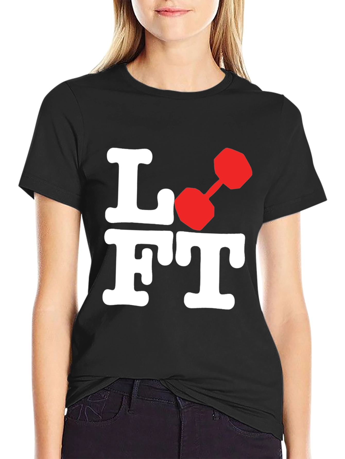 Lift Dumbbell Graphic Tee - Black Cotton