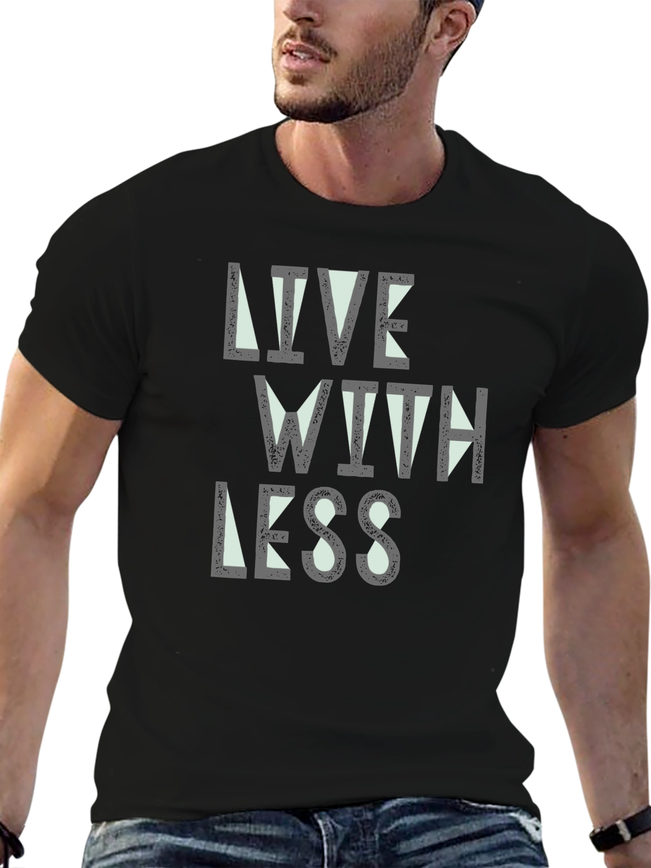 Live With Less Black Graphic Tee