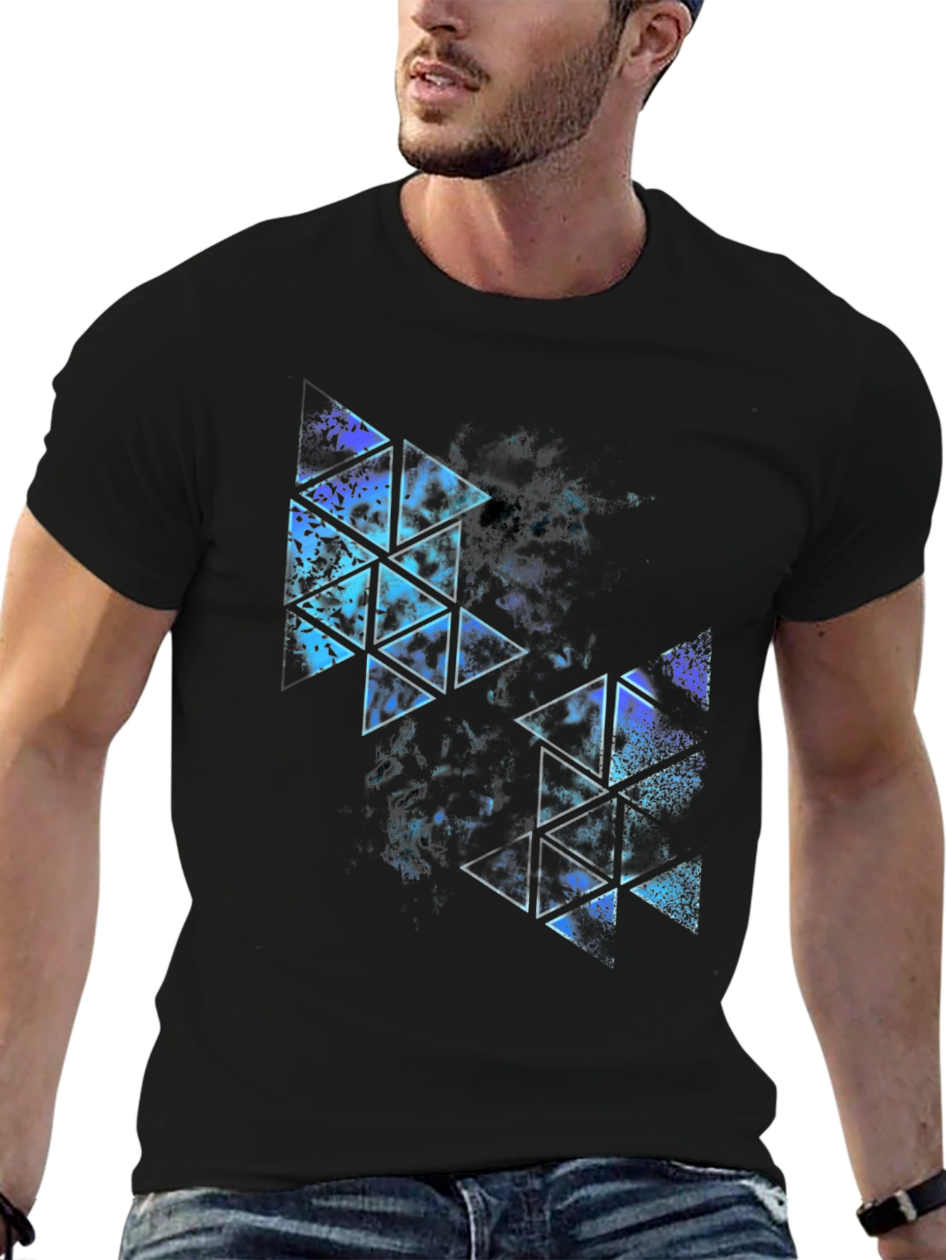 Geometric Triangle Print T-Shirt - Modern Style