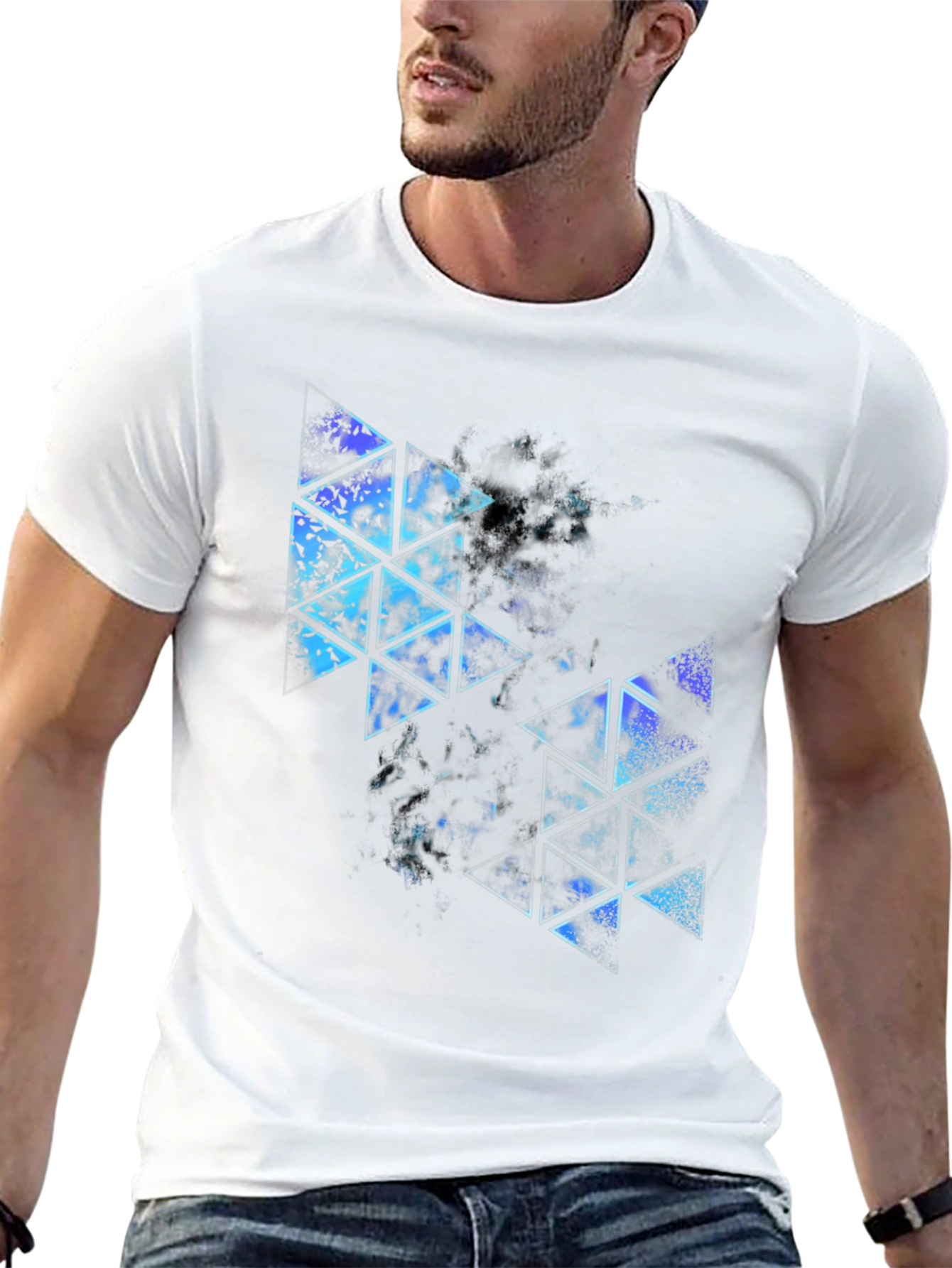 Geometric Triangle Print T-Shirt - Modern Style