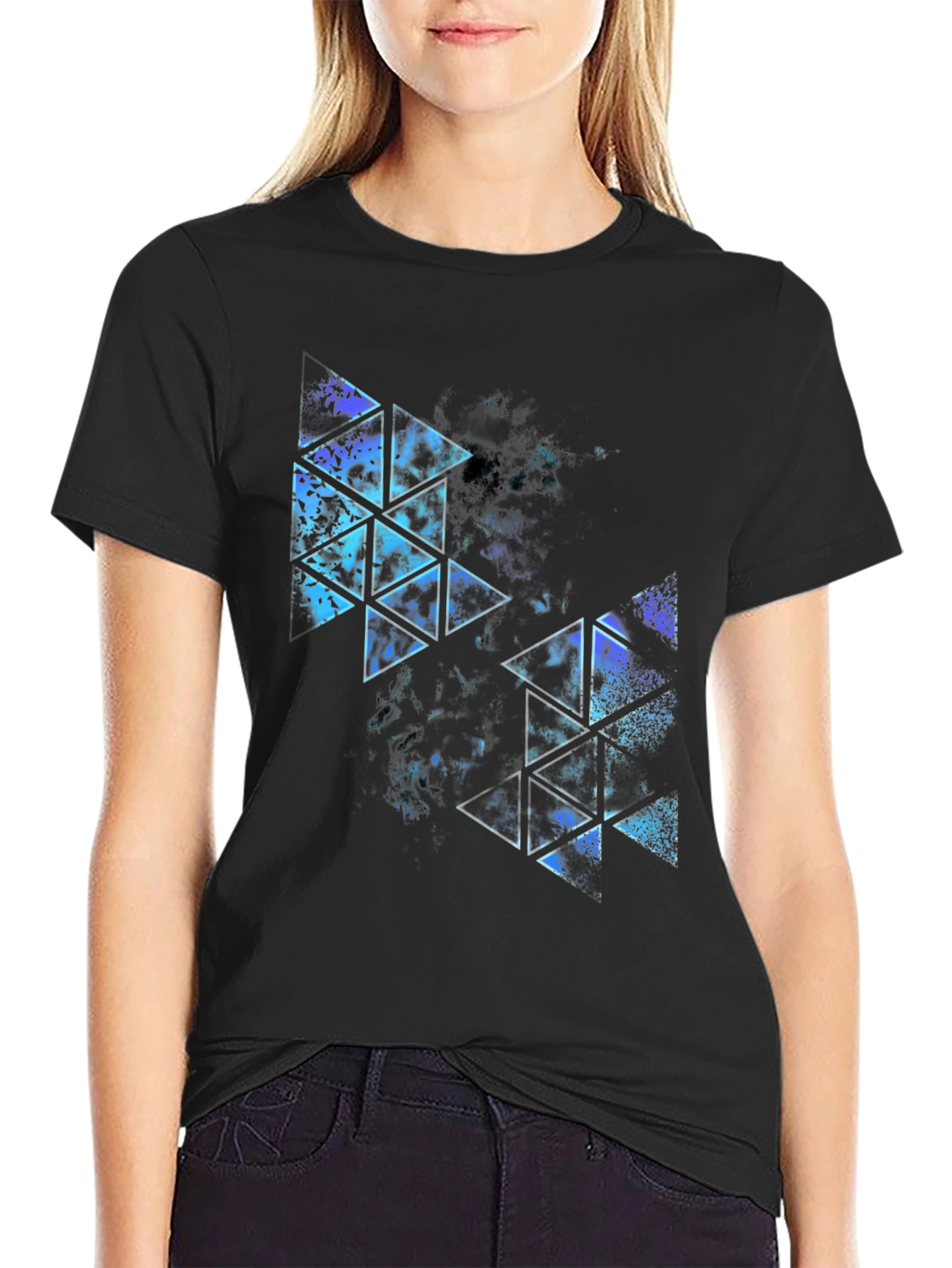 Geometric Triangle Print T-Shirt - Modern Style