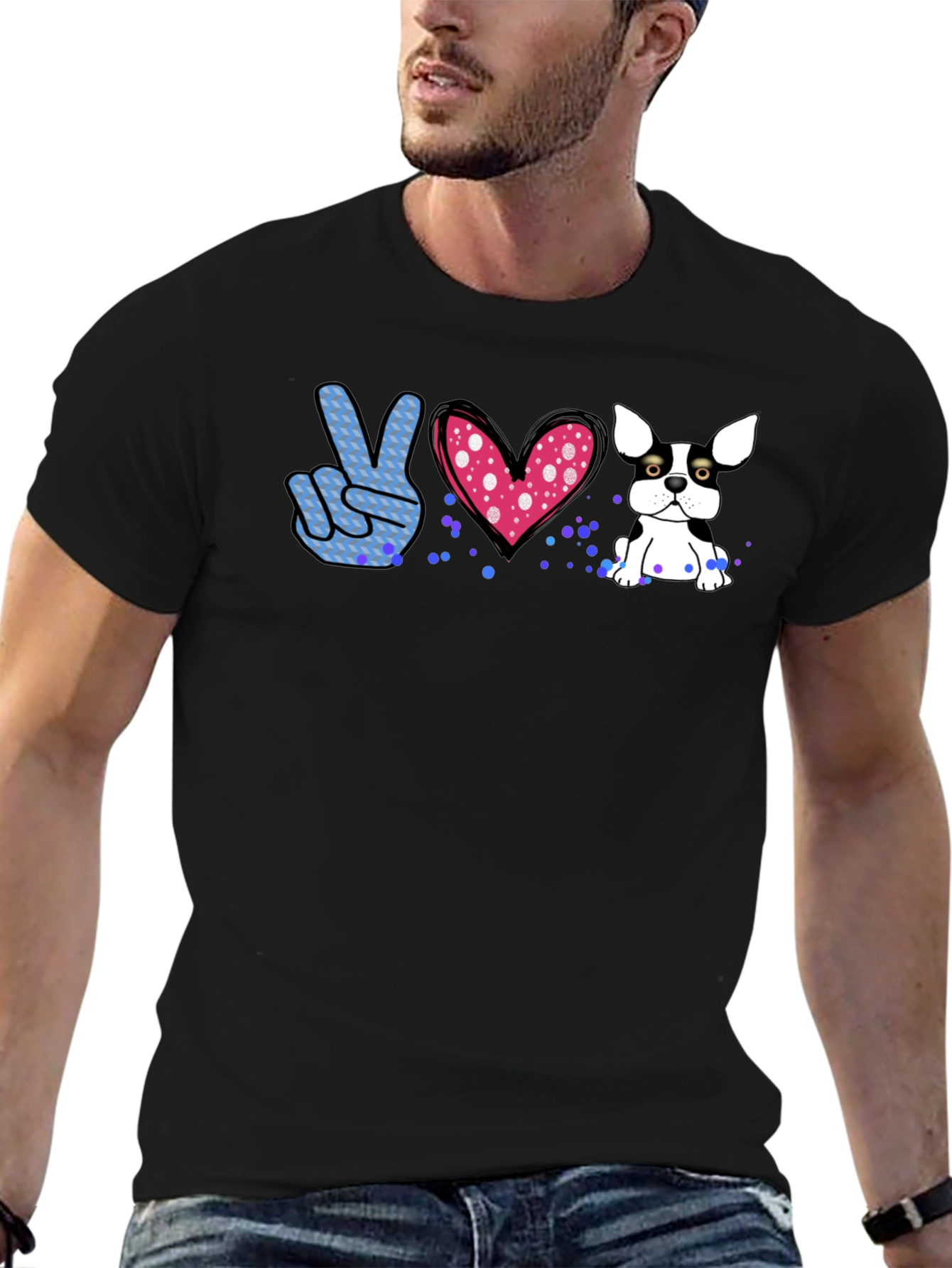 Peace Love Bulldog Graphic Tee