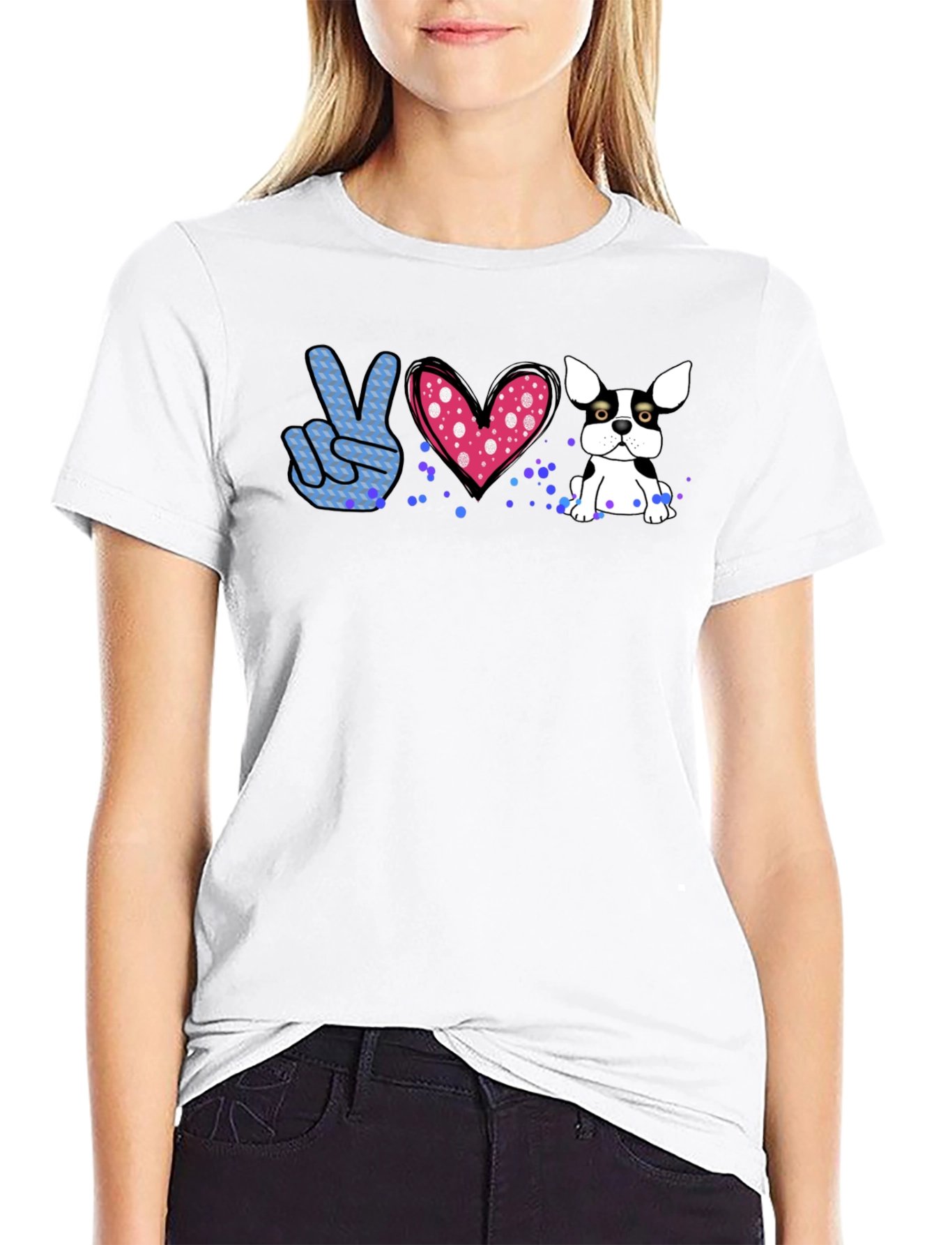 Peace Love Bulldog Graphic Tee