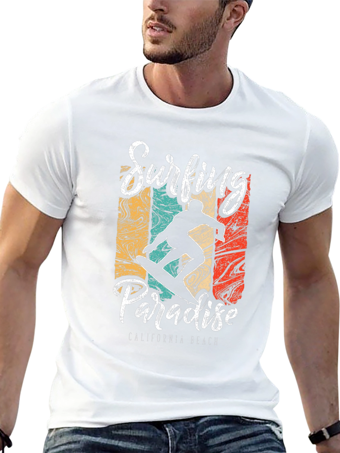 Surfing Paradise Graphic Tee - California Beach Style