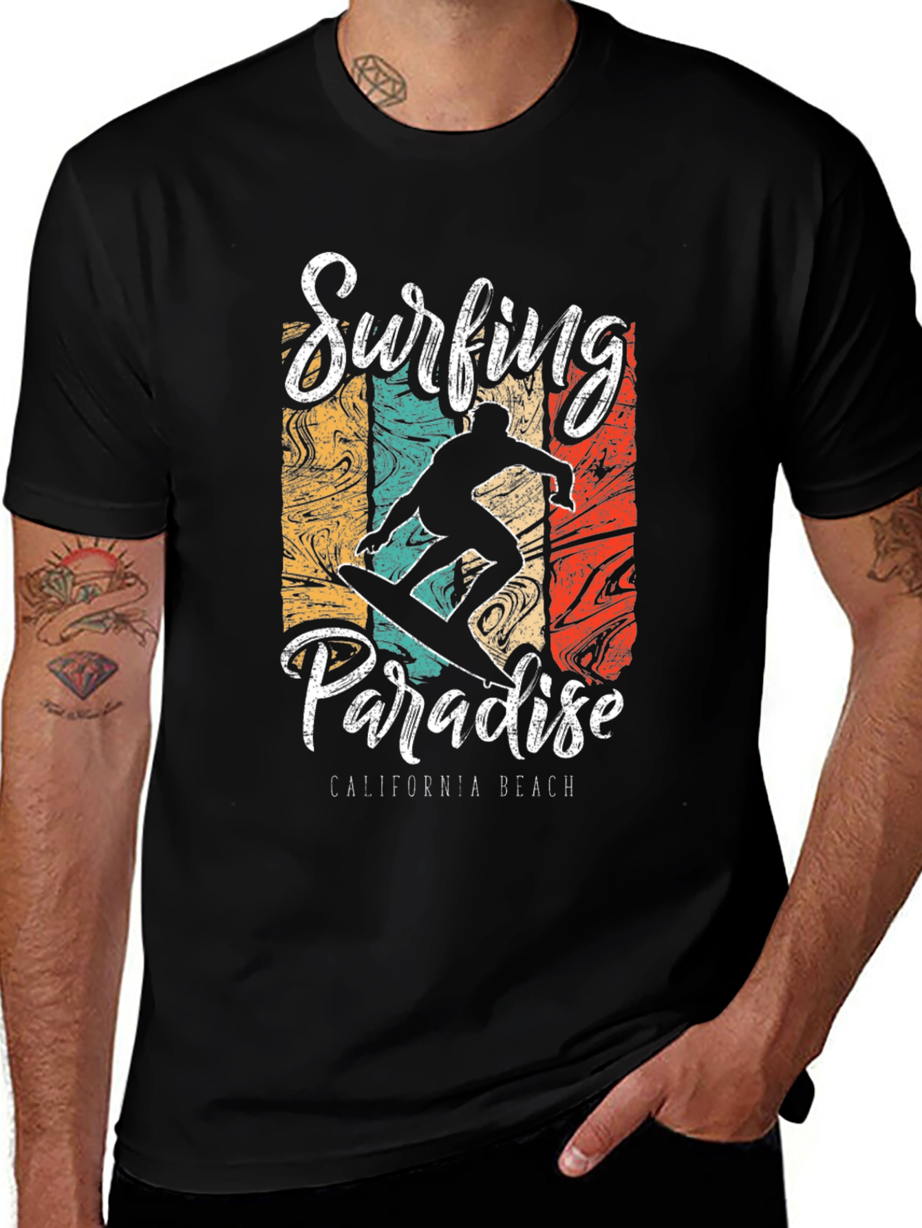 Surfing Paradise Graphic Tee - California Beach Style