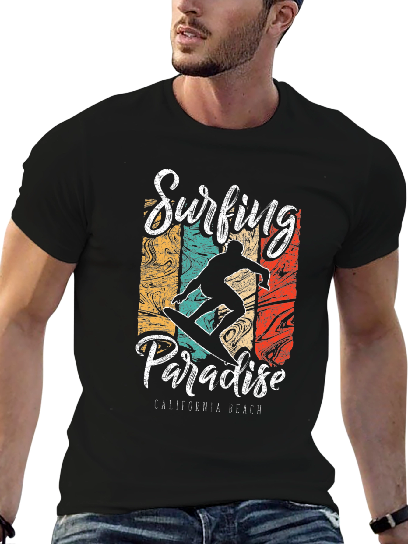 Surfing Paradise Graphic Tee - California Beach Style