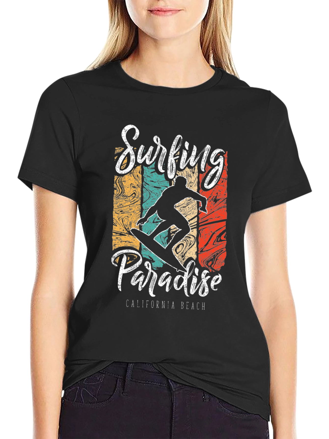 Surfing Paradise Graphic Tee - California Beach Style