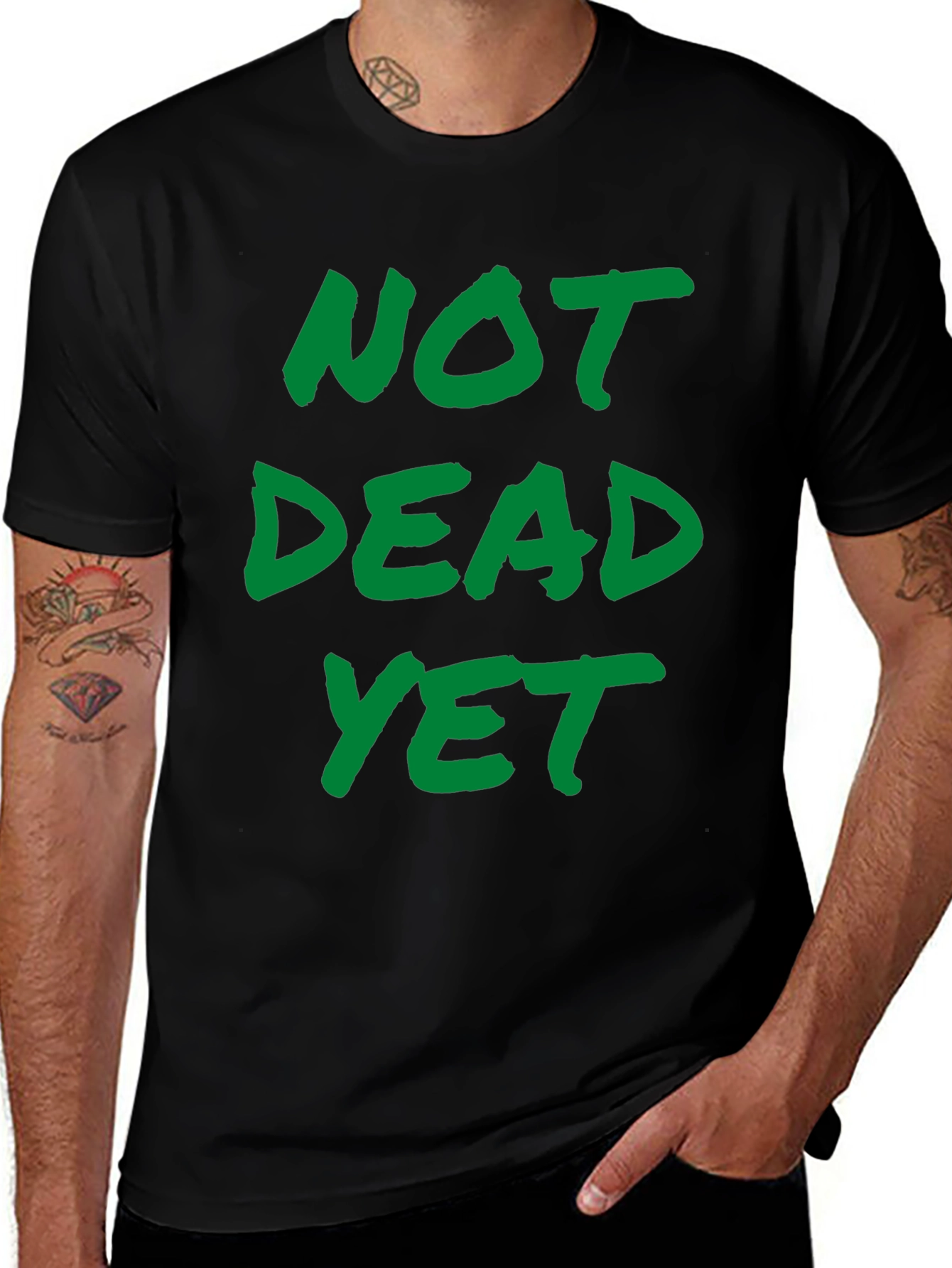Not Dead Yet Graphic Tee - Black Cotton T-Shirt