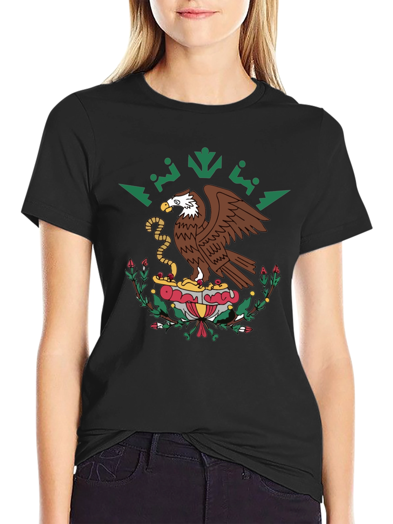 Mexican Eagle Emblem Black T-Shirt