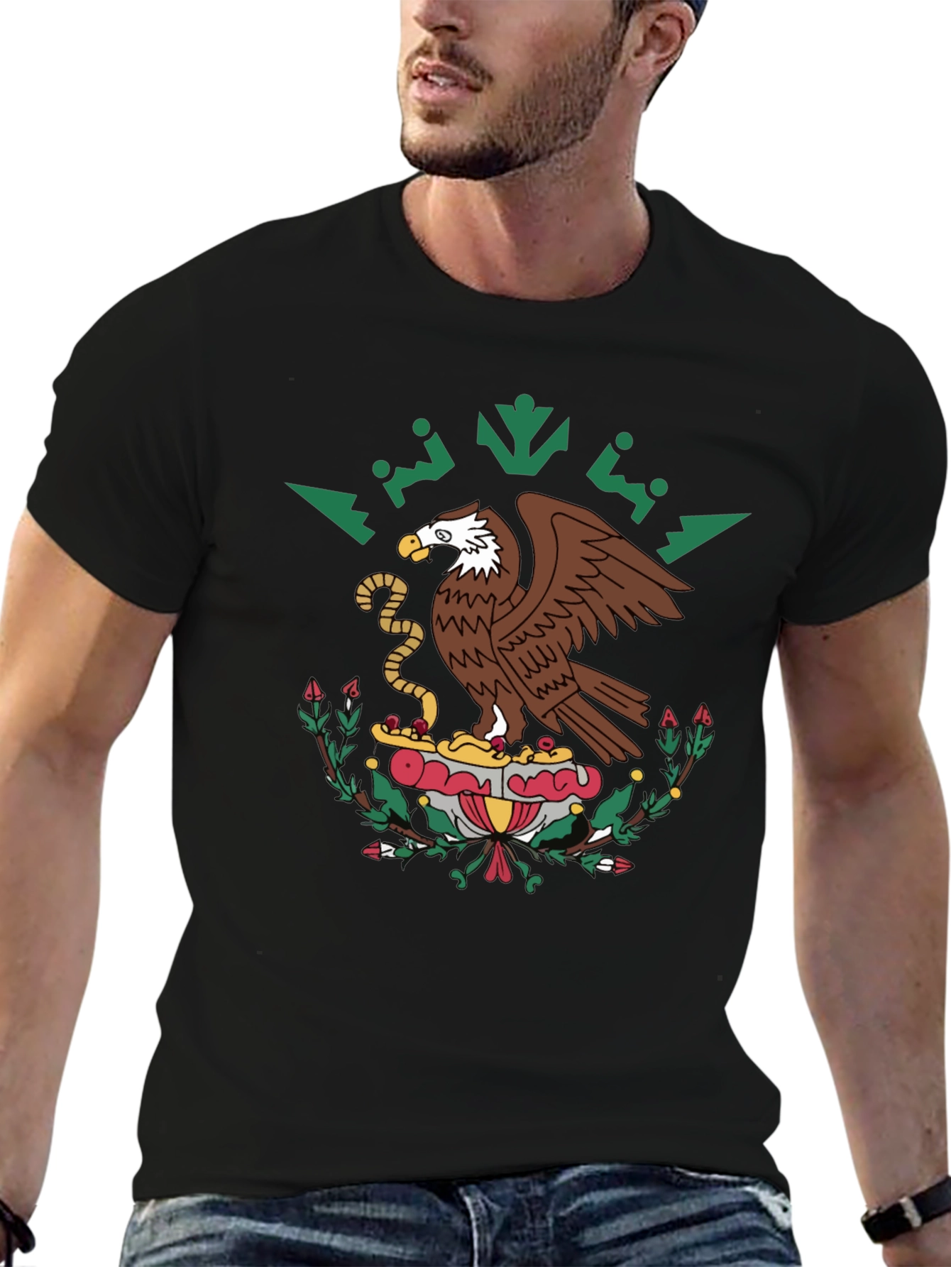 Mexican Eagle Emblem Black T-Shirt