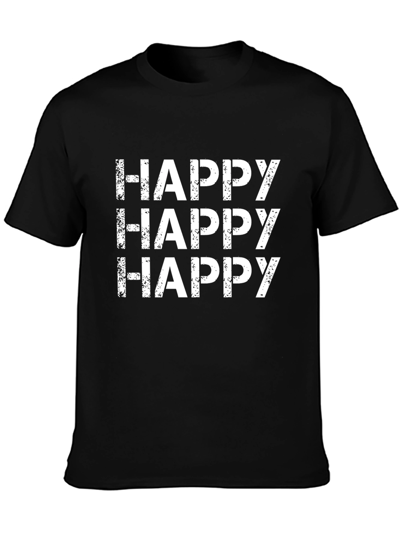 Happy Graphic Print Black Tee