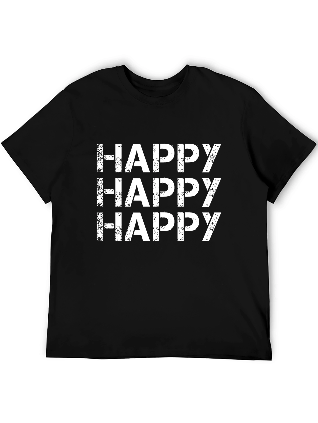 Happy Graphic Print Black Tee