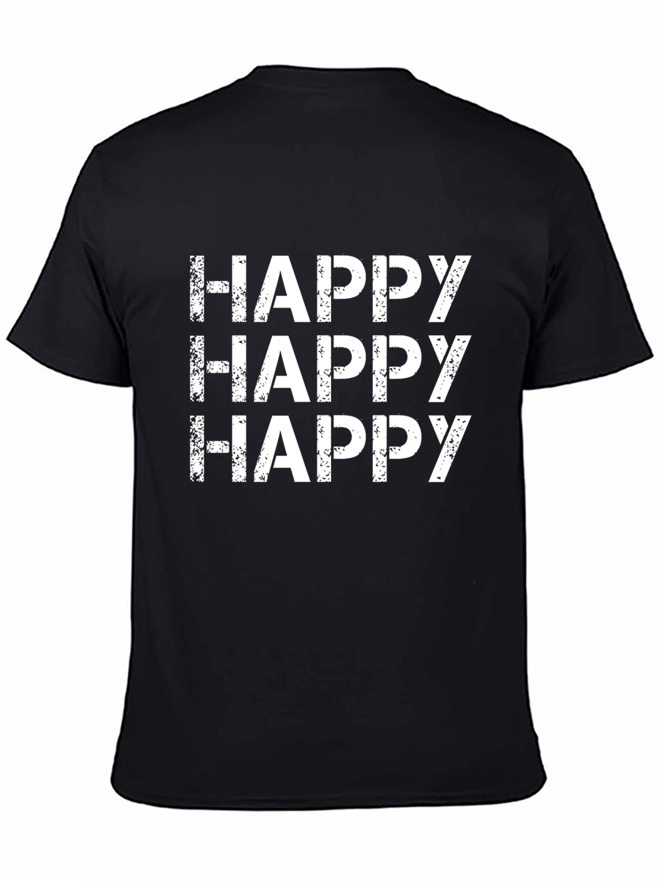 Happy Graphic Print Black Tee