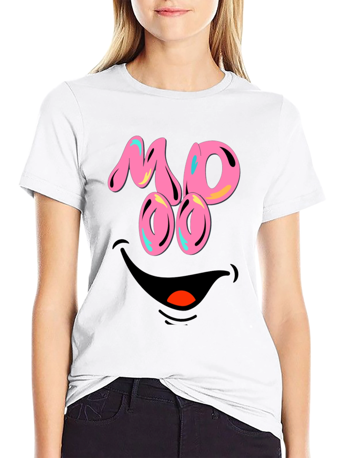 Funny MOOO Face Graphic T-Shirt