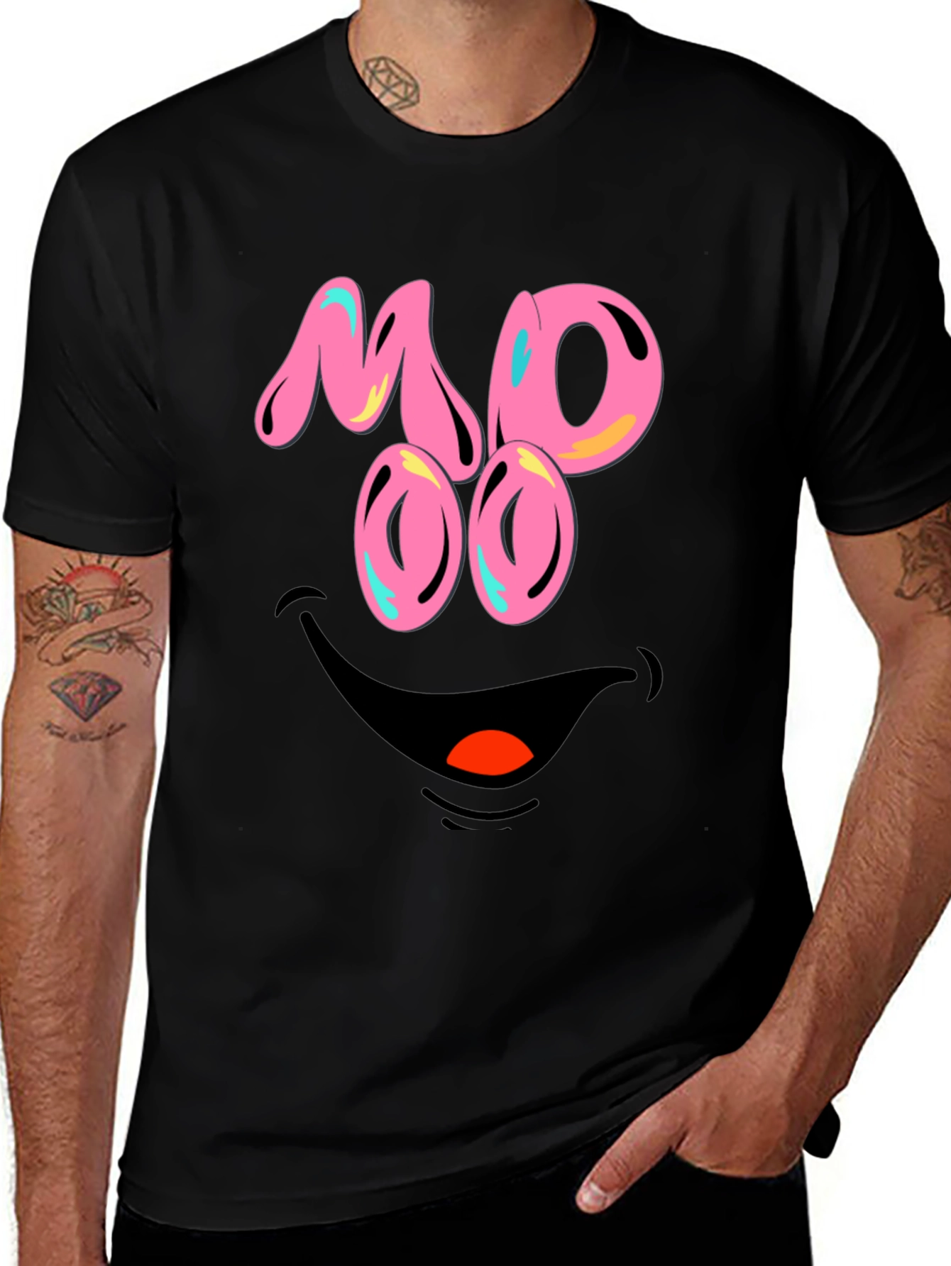Funny MOOO Face Graphic T-Shirt
