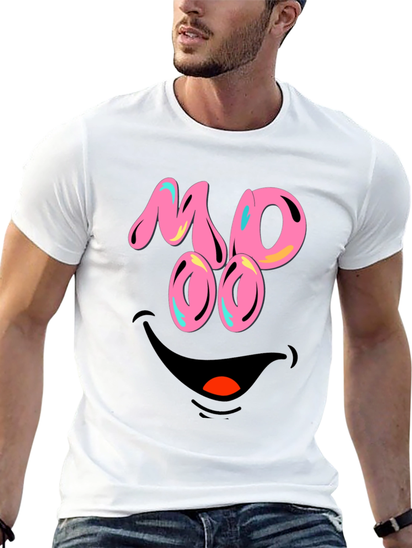 Funny MOOO Face Graphic T-Shirt