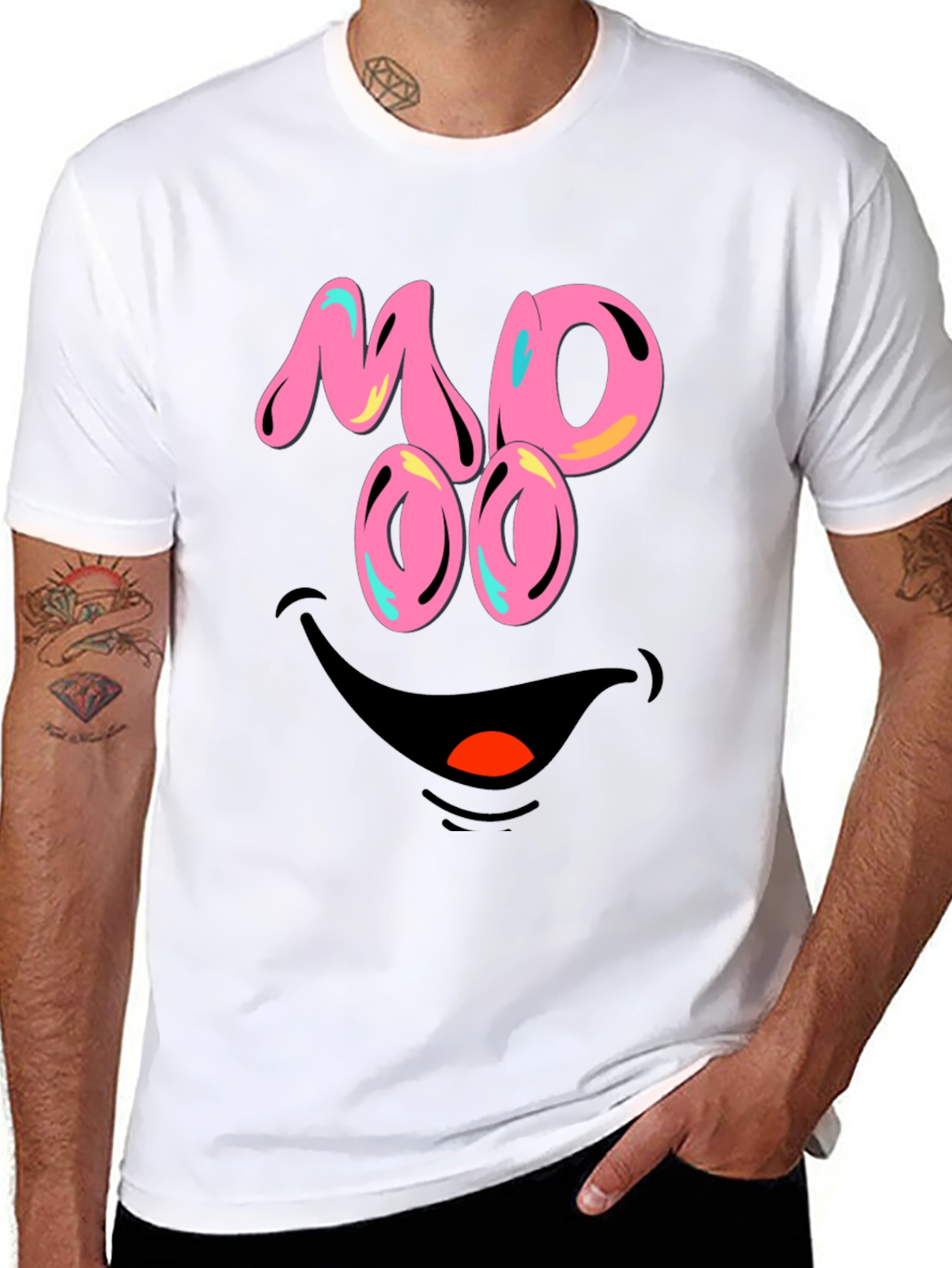 Funny MOOO Face Graphic T-Shirt