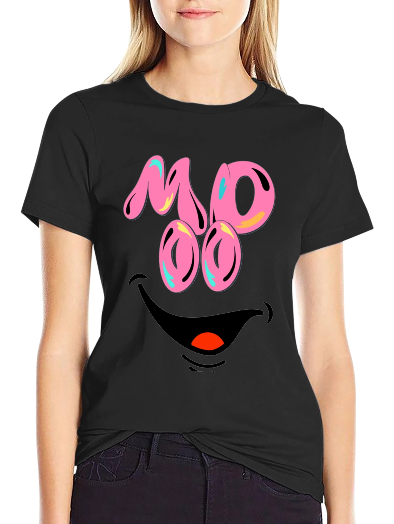 Funny MOOO Face Graphic T-Shirt