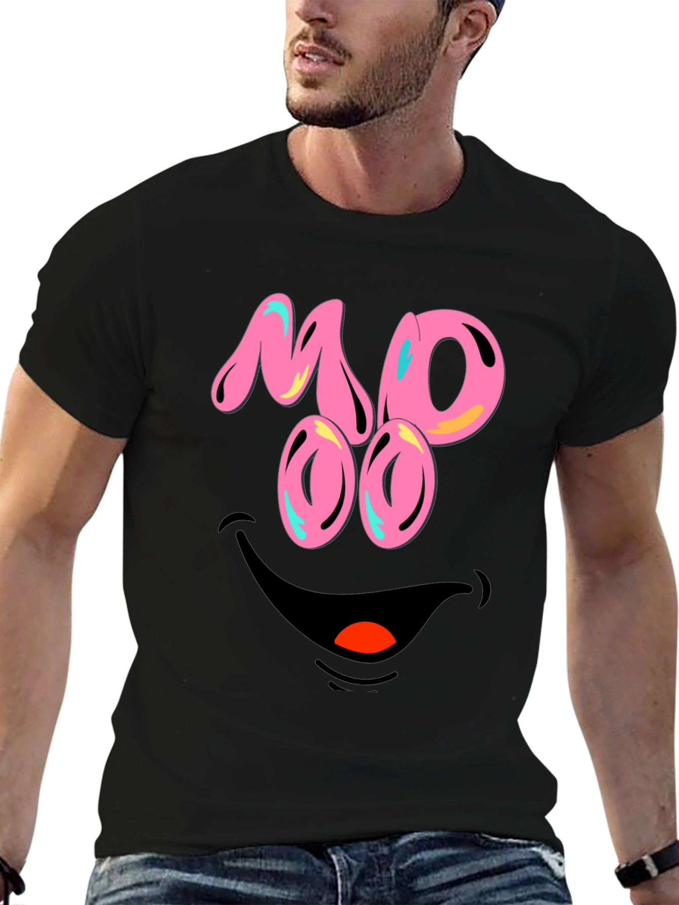Funny MOOO Face Graphic T-Shirt