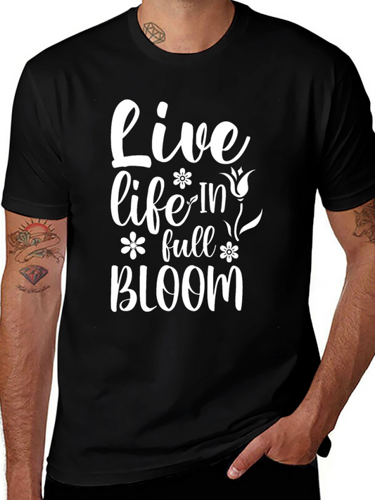 Live Life in Full Bloom Graphic Tee - Black