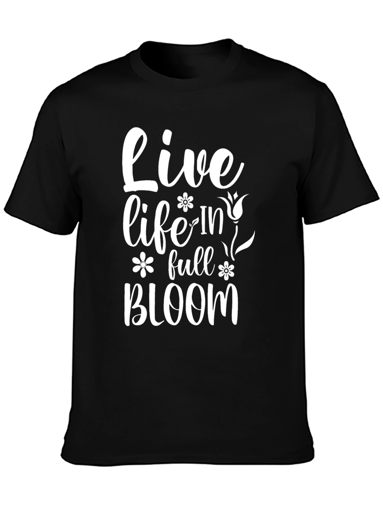 Live Life in Full Bloom Graphic Tee - Black
