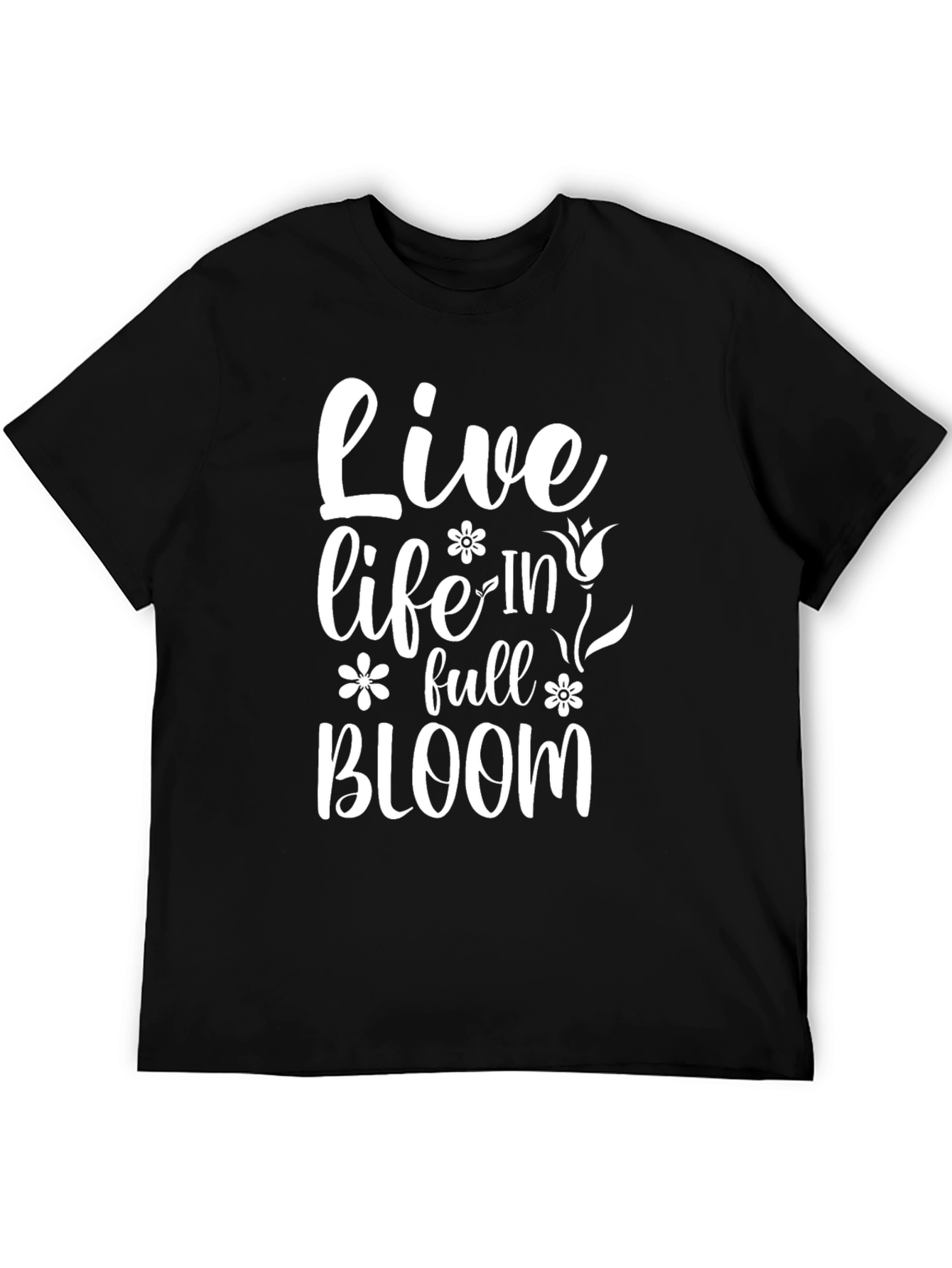 Live Life in Full Bloom Graphic Tee - Black