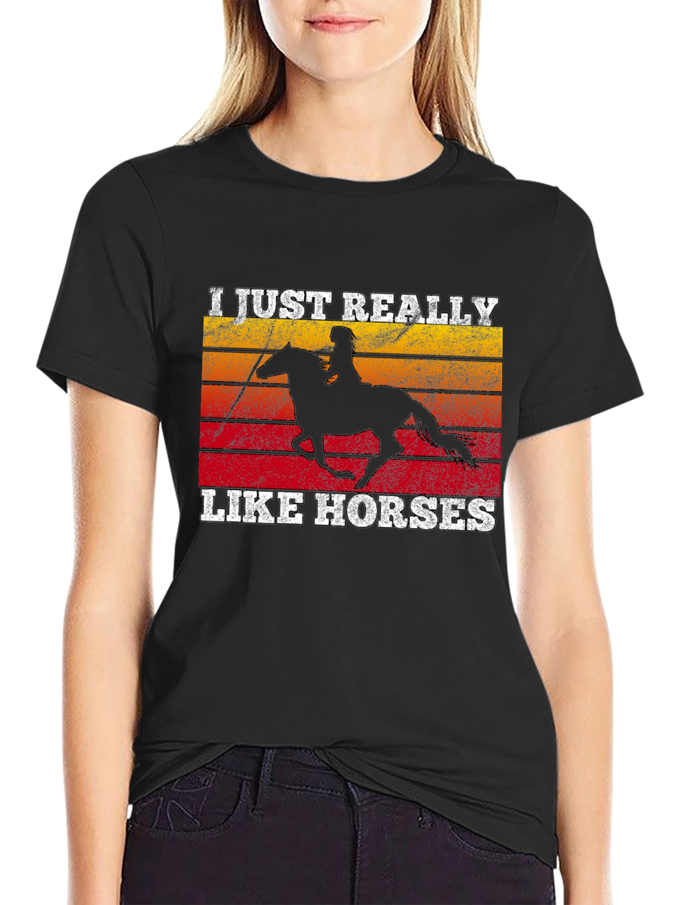 I Just Really Like Horses Black T-Shirt