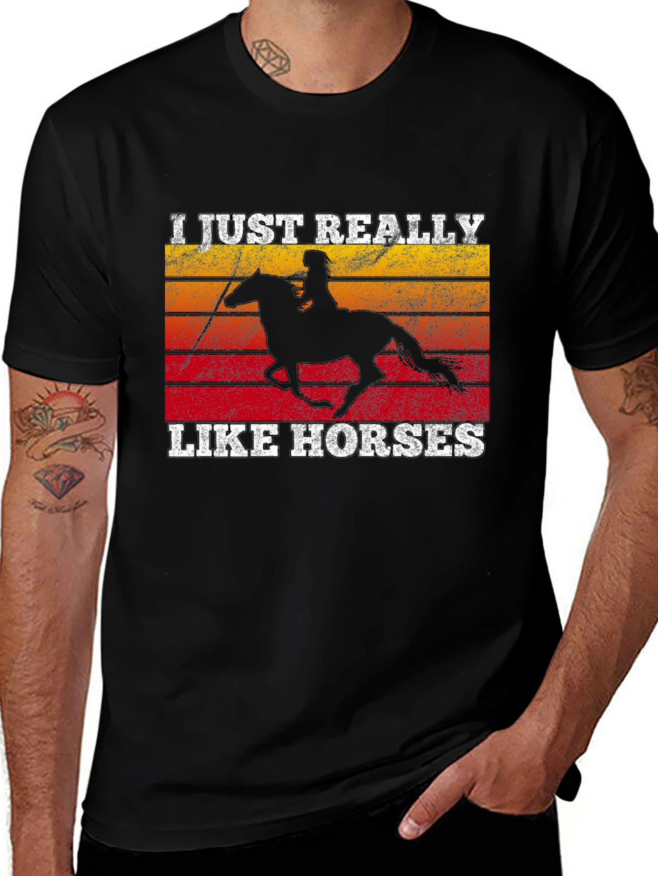 I Just Really Like Horses Black T-Shirt
