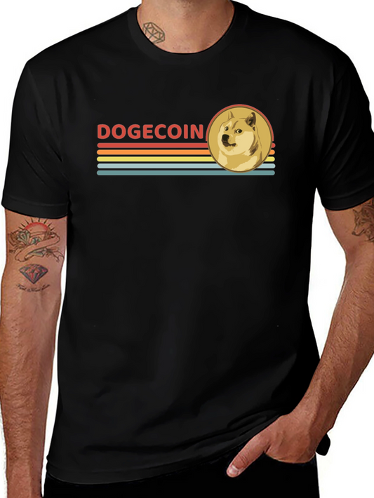 Dogecoin Retro Style Black T-Shirt