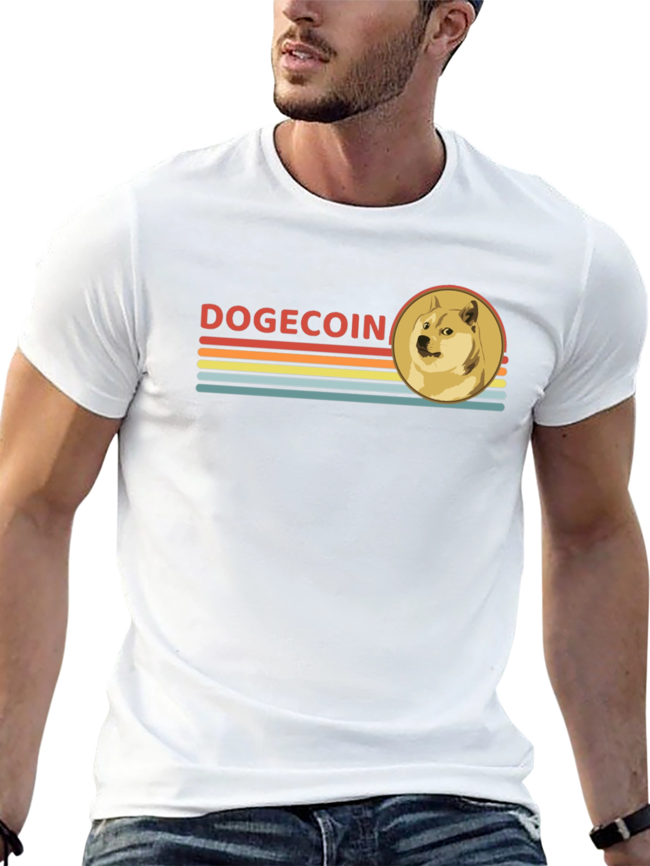 Dogecoin Retro Style Black T-Shirt