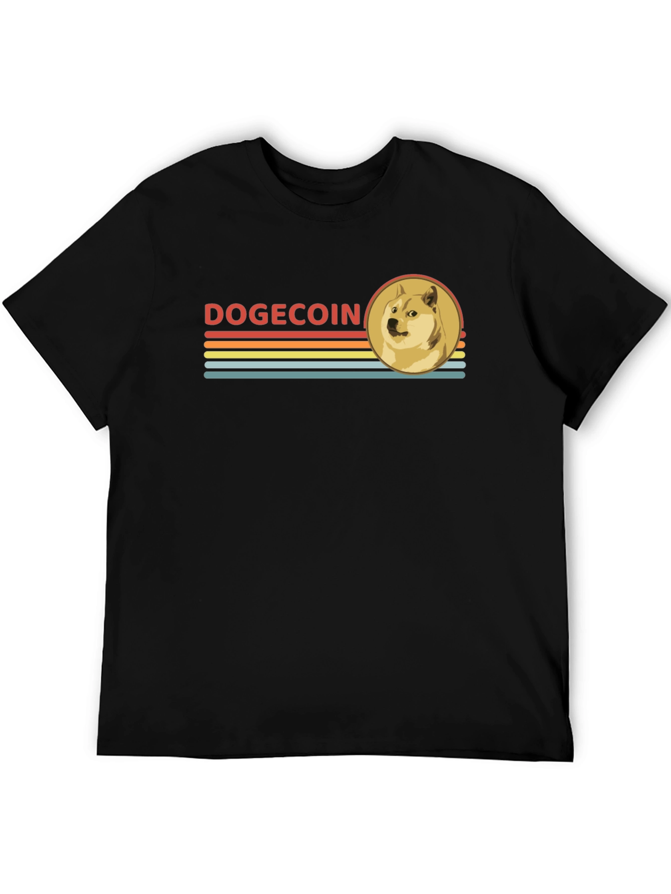 Dogecoin Retro Style Black T-Shirt