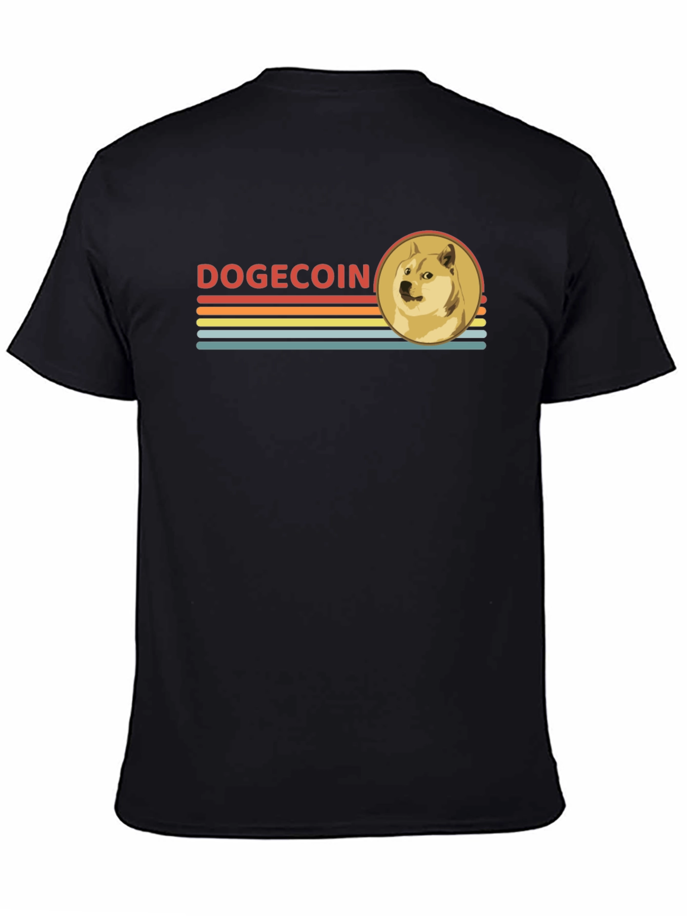 Dogecoin Retro Style Black T-Shirt