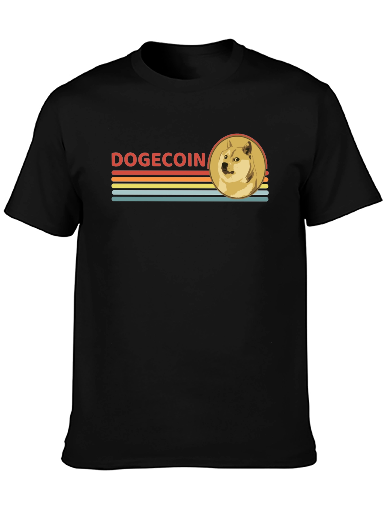 Dogecoin Retro Style Black T-Shirt