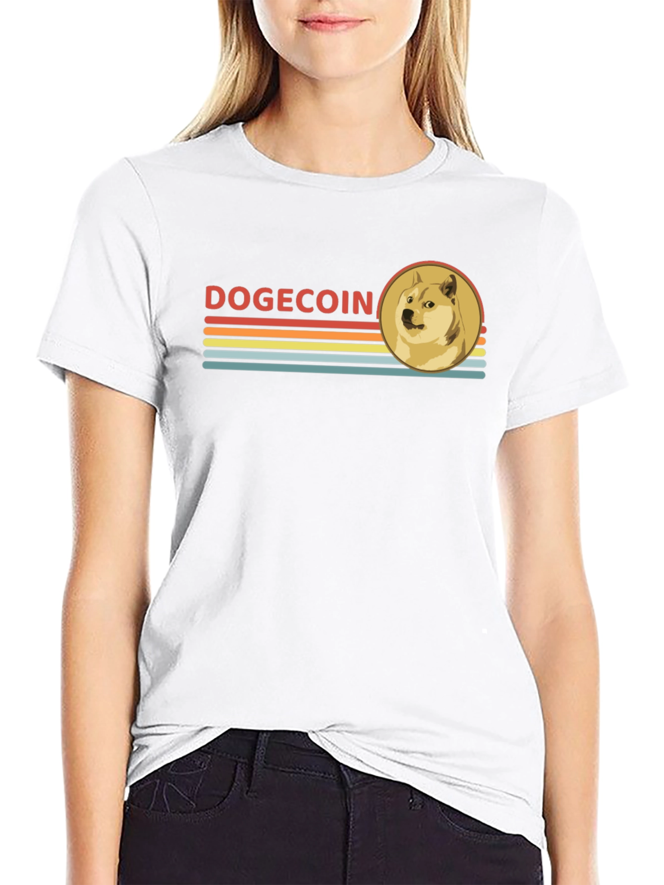 Dogecoin Retro Style Black T-Shirt